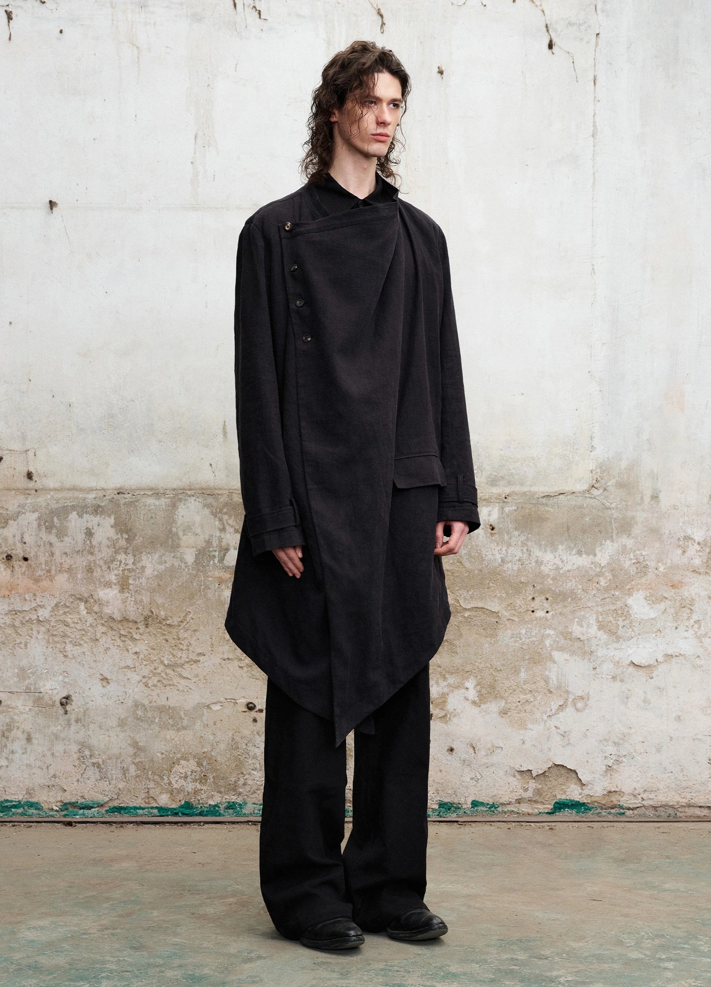 Draped Collar Trench