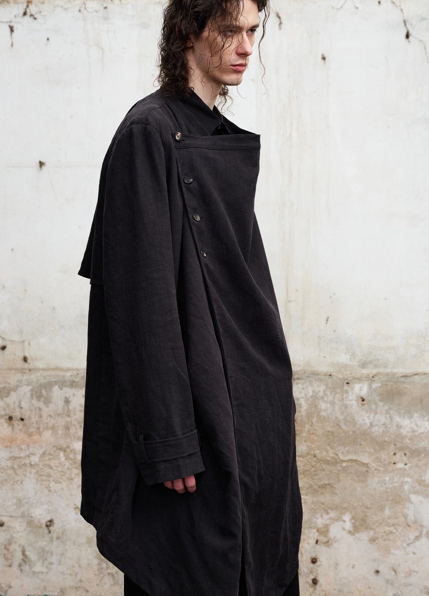 Draped Collar Trench