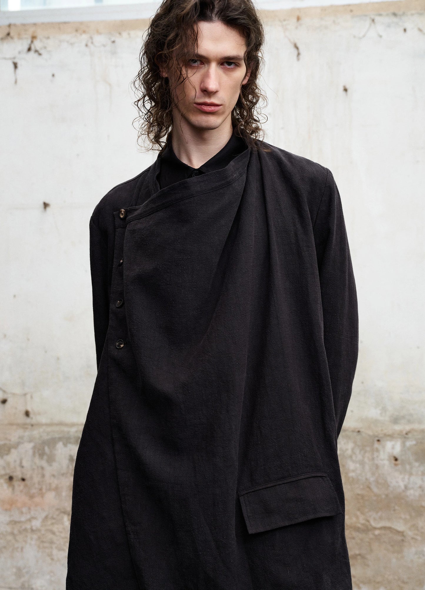 Draped Collar Trench
