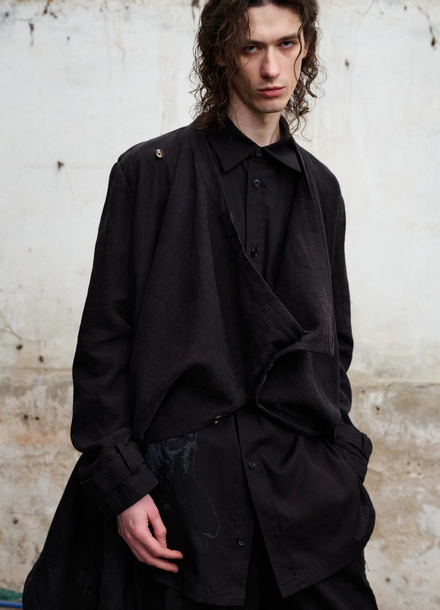 Draped Collar Trench