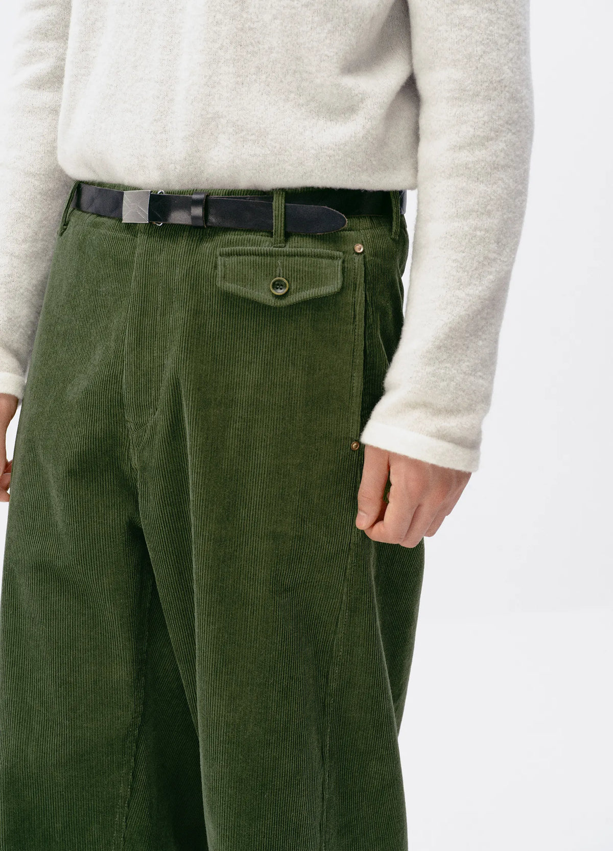 Fixed-Waist Corduroy Trousers