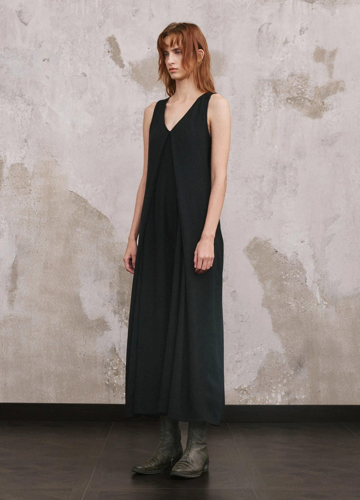 Folded V Neck Dress