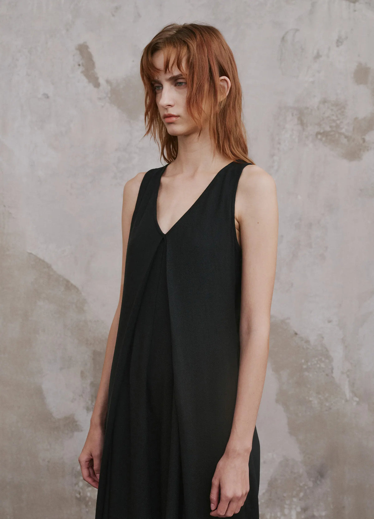 Folded V Neck Dress