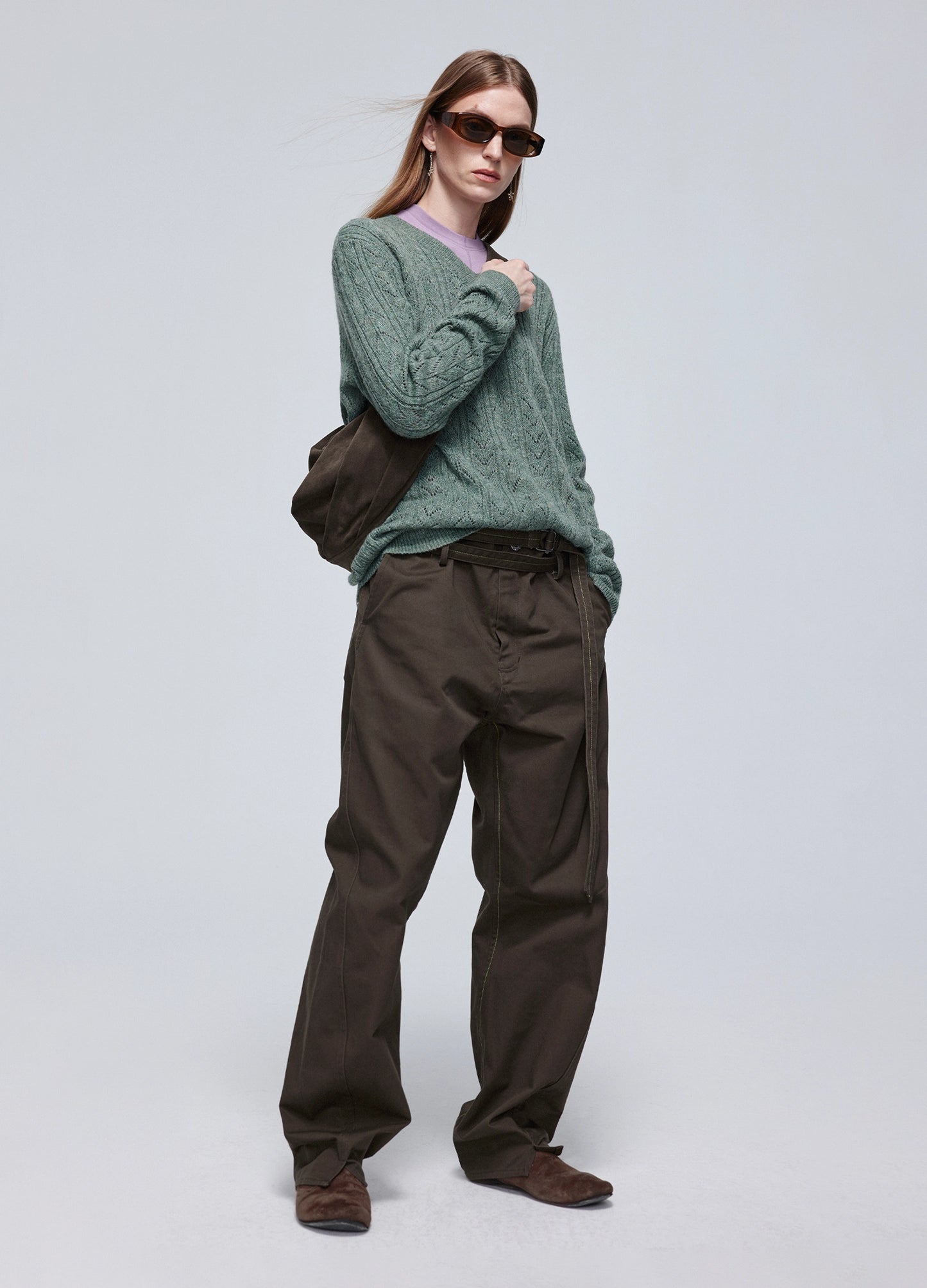 Hollow Knit V Sweater
