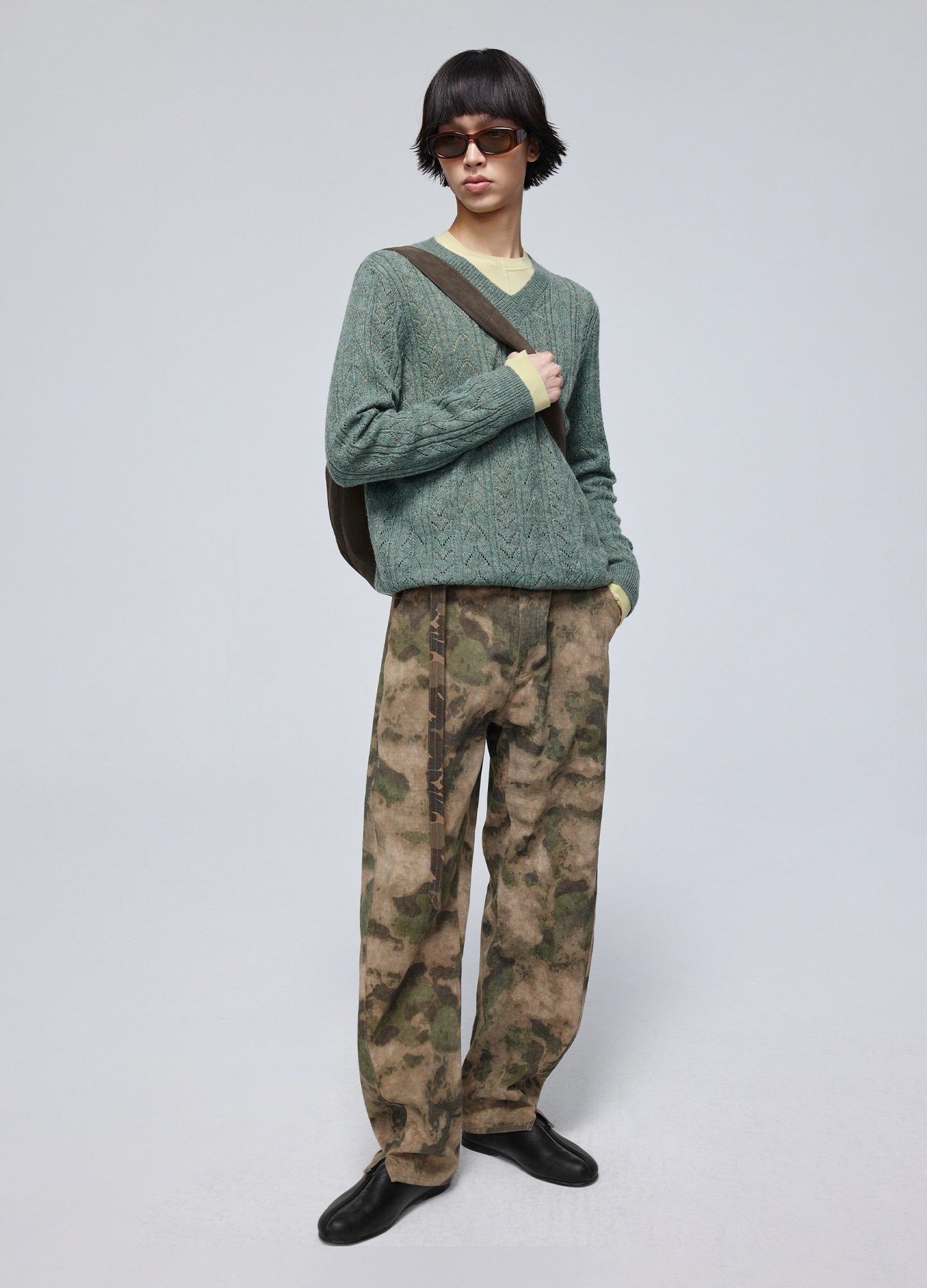 Hollow Knit V Sweater