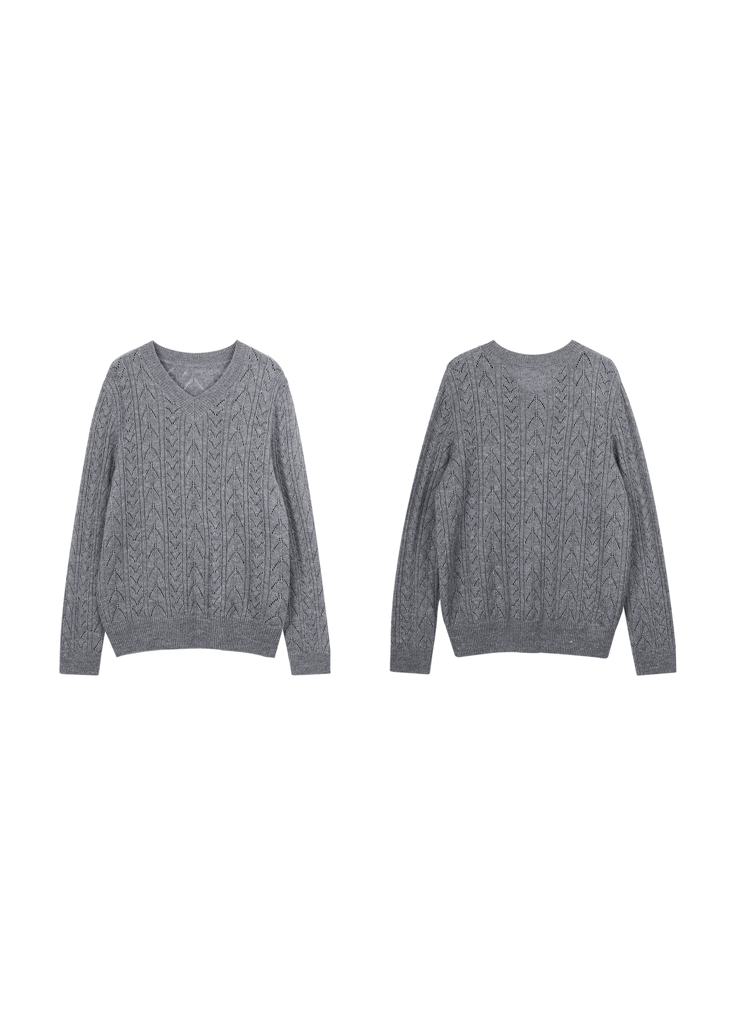 Hollow Knit V Sweater