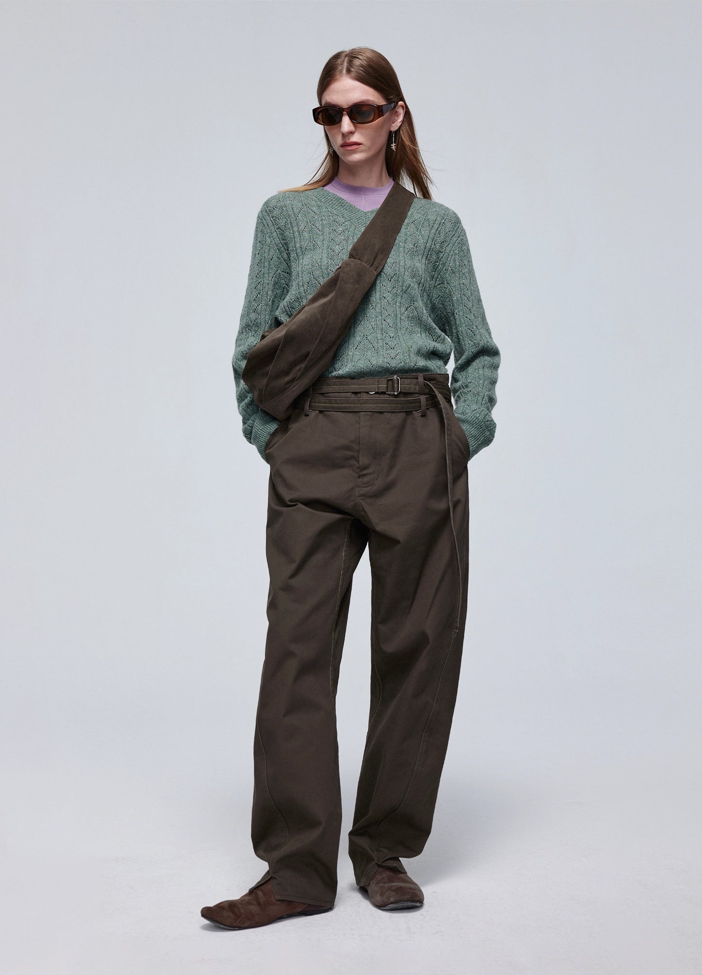 Hollow Knit V Sweater