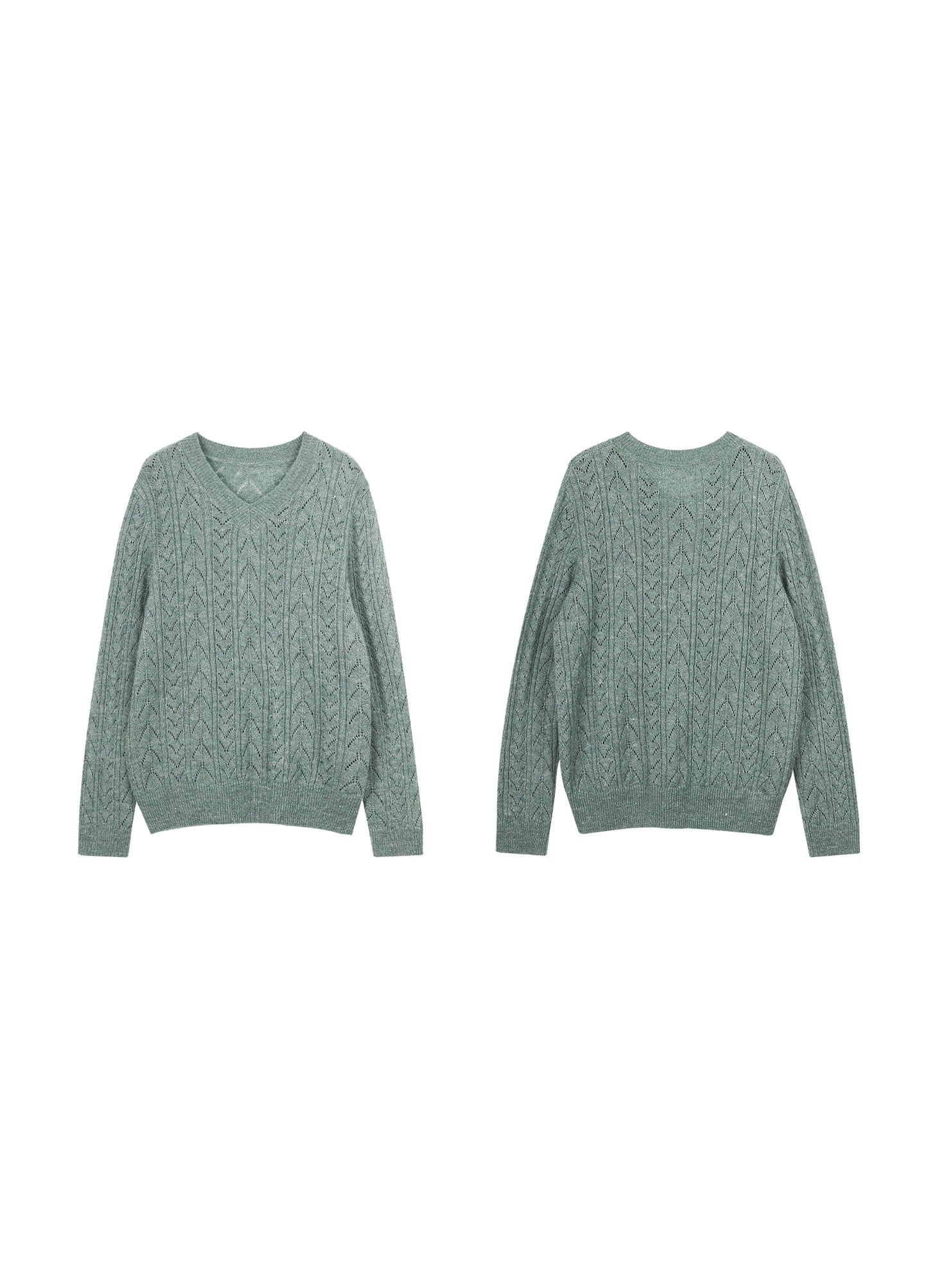 Hollow Knit V Sweater