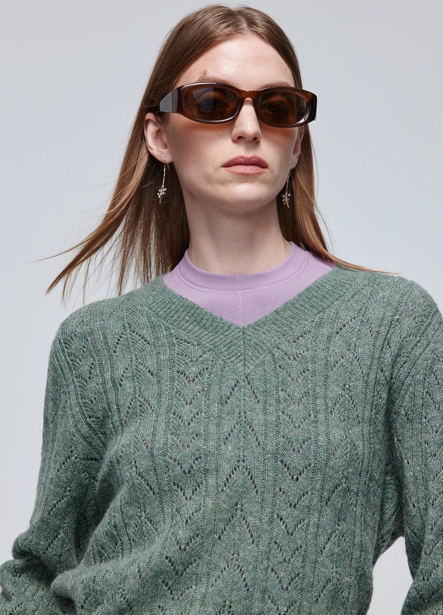 Hollow Knit V Sweater