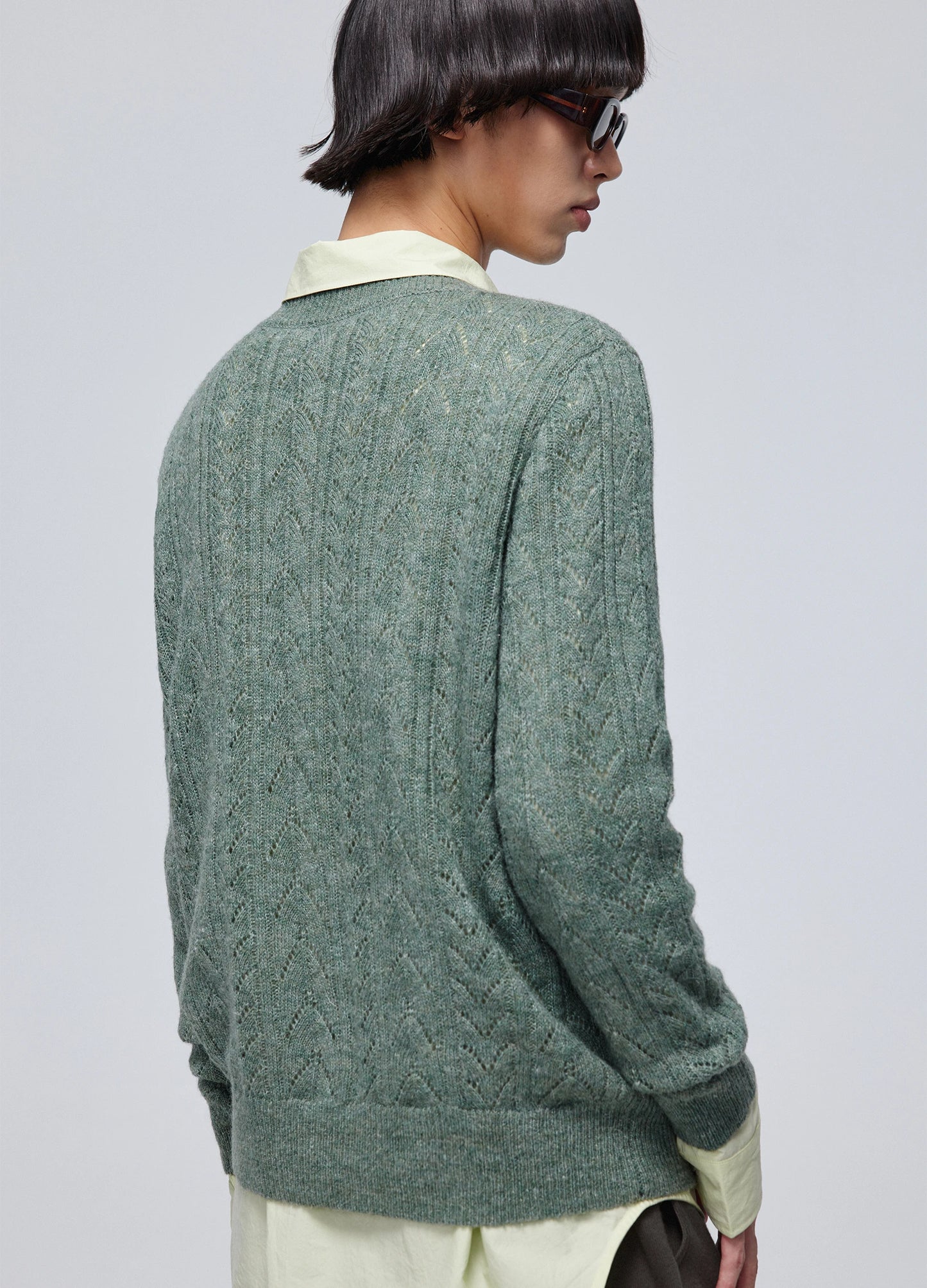 Hollow Knit V Sweater