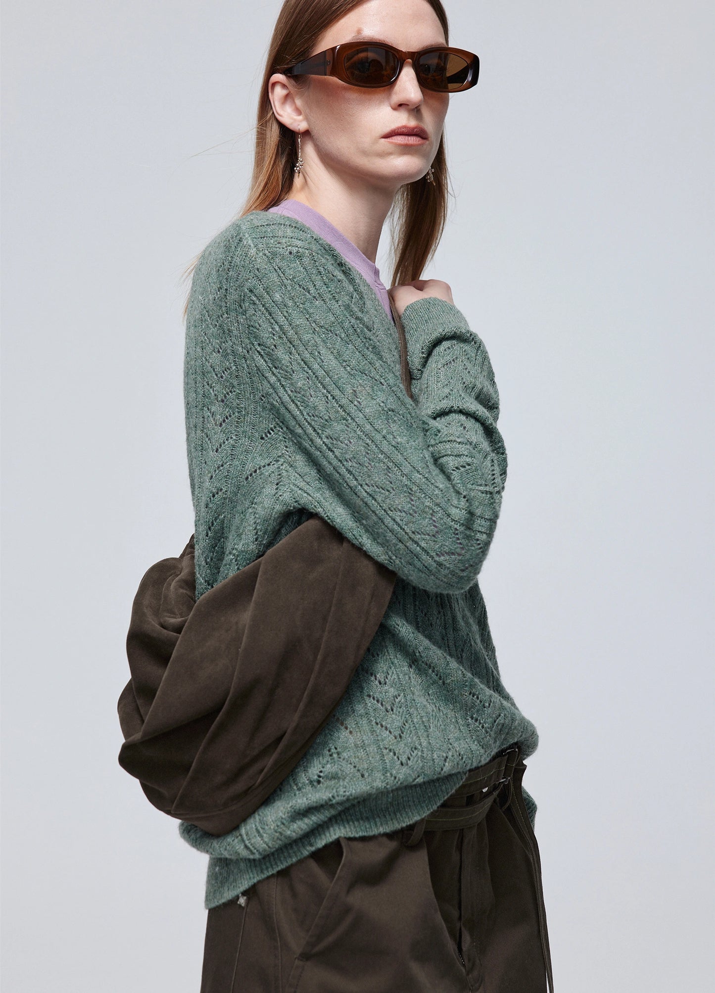 Hollow Knit V Sweater
