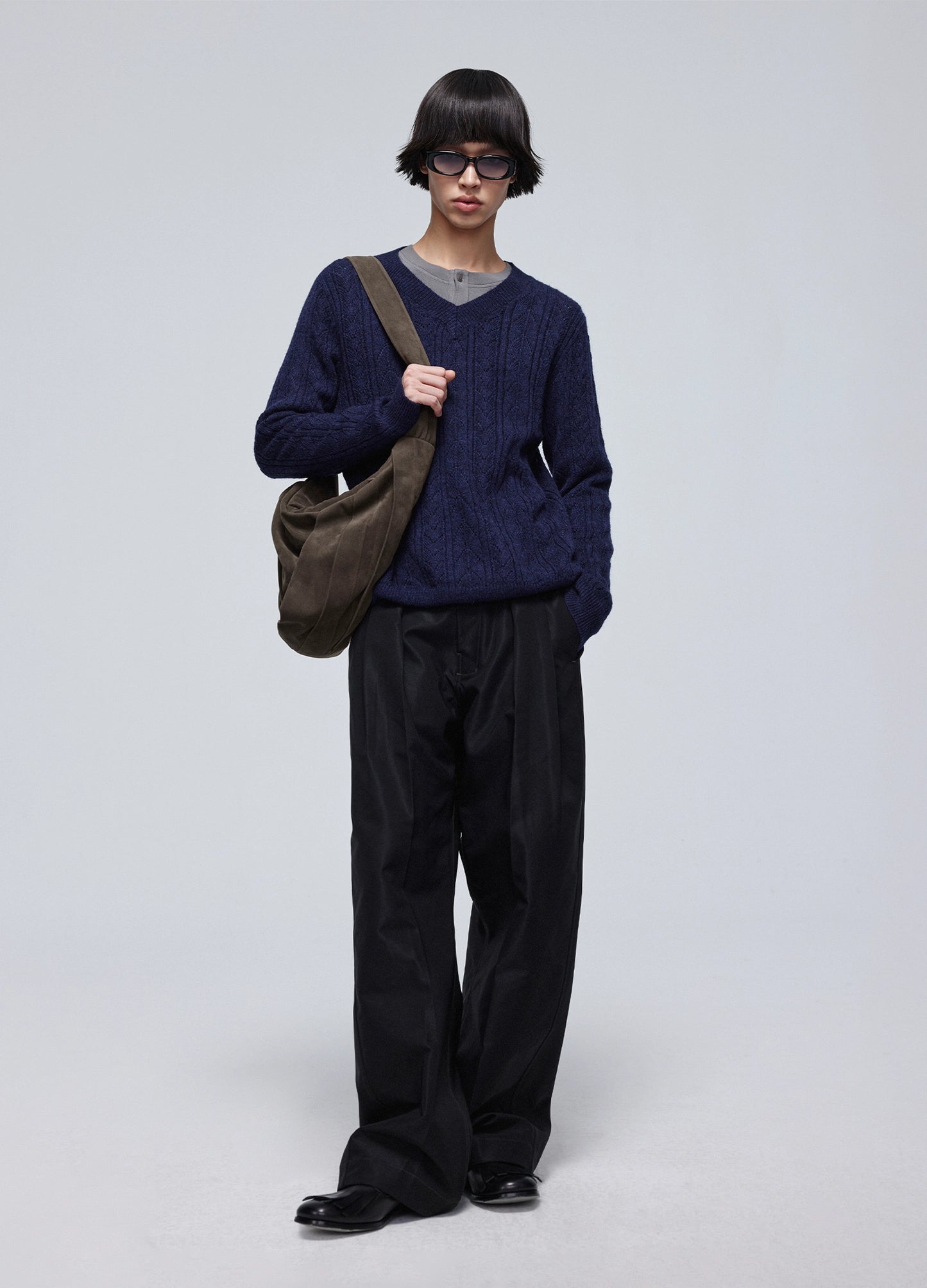 Hollow Knit V Sweater