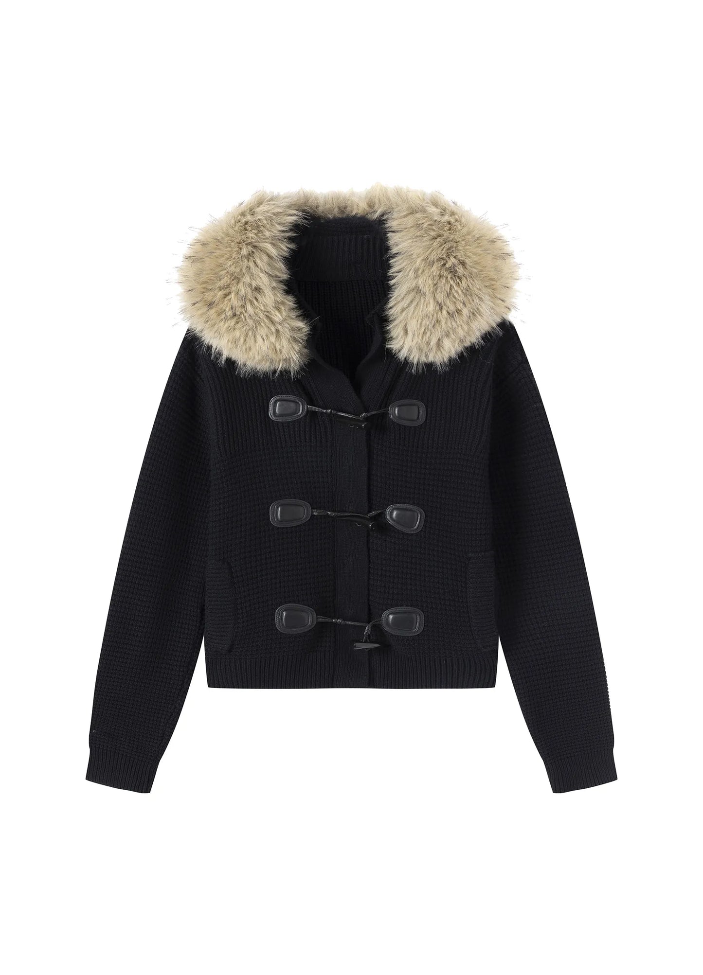 Hooded Fur Knit Coat
