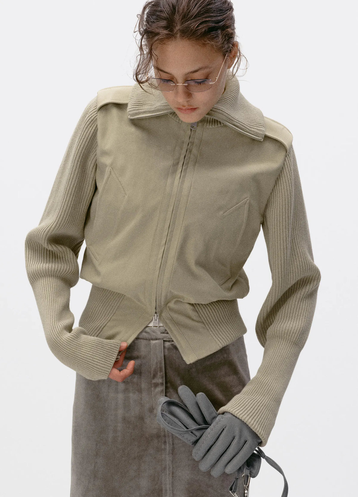 Knit Panel Jacket