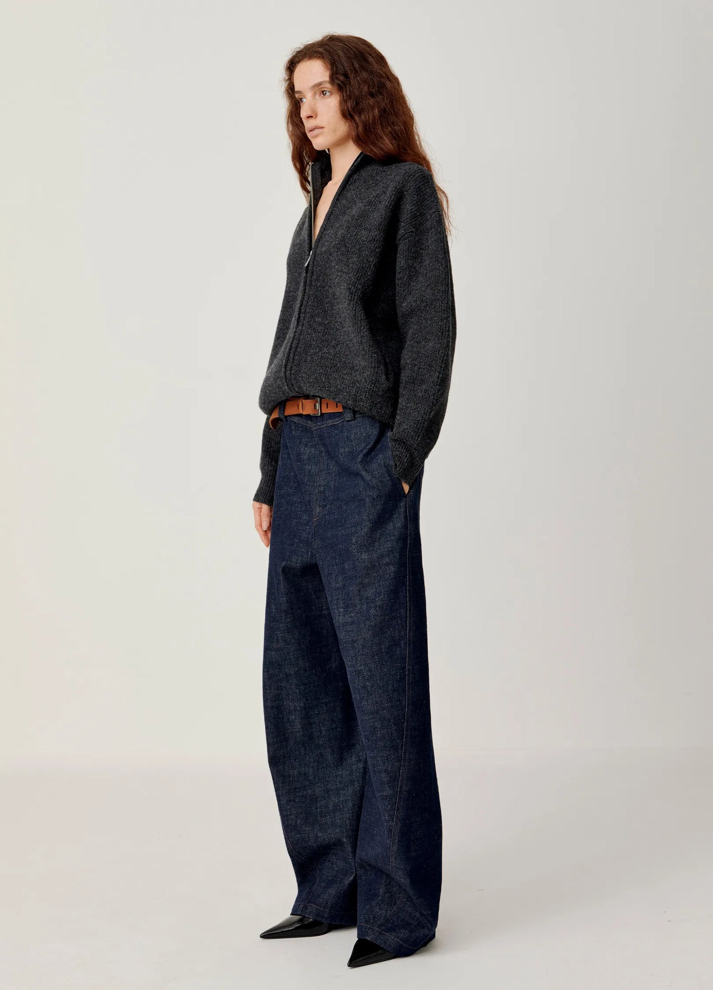Knitted Wool Zip Sweater