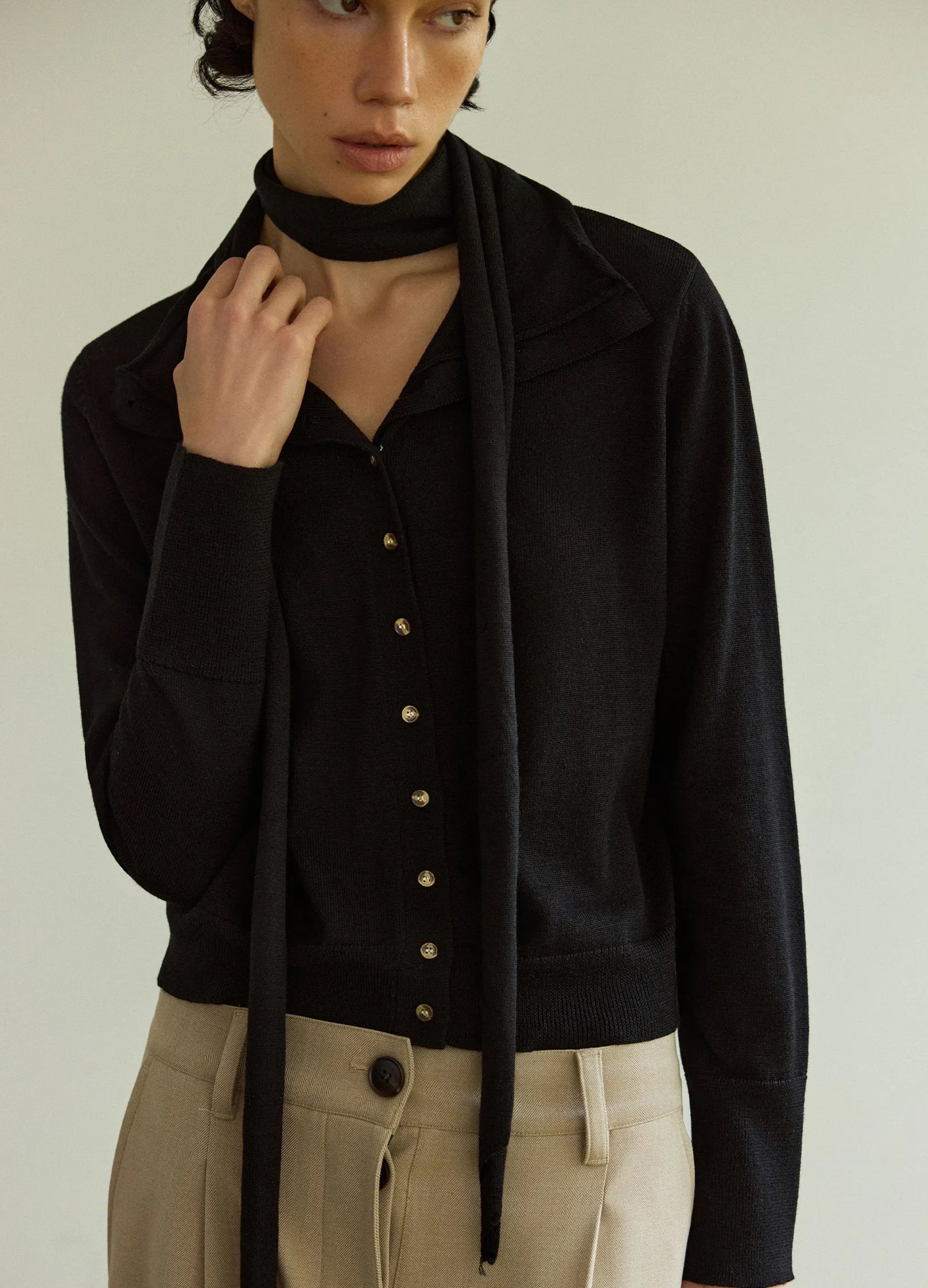 Layered Knit Wool Cardigan