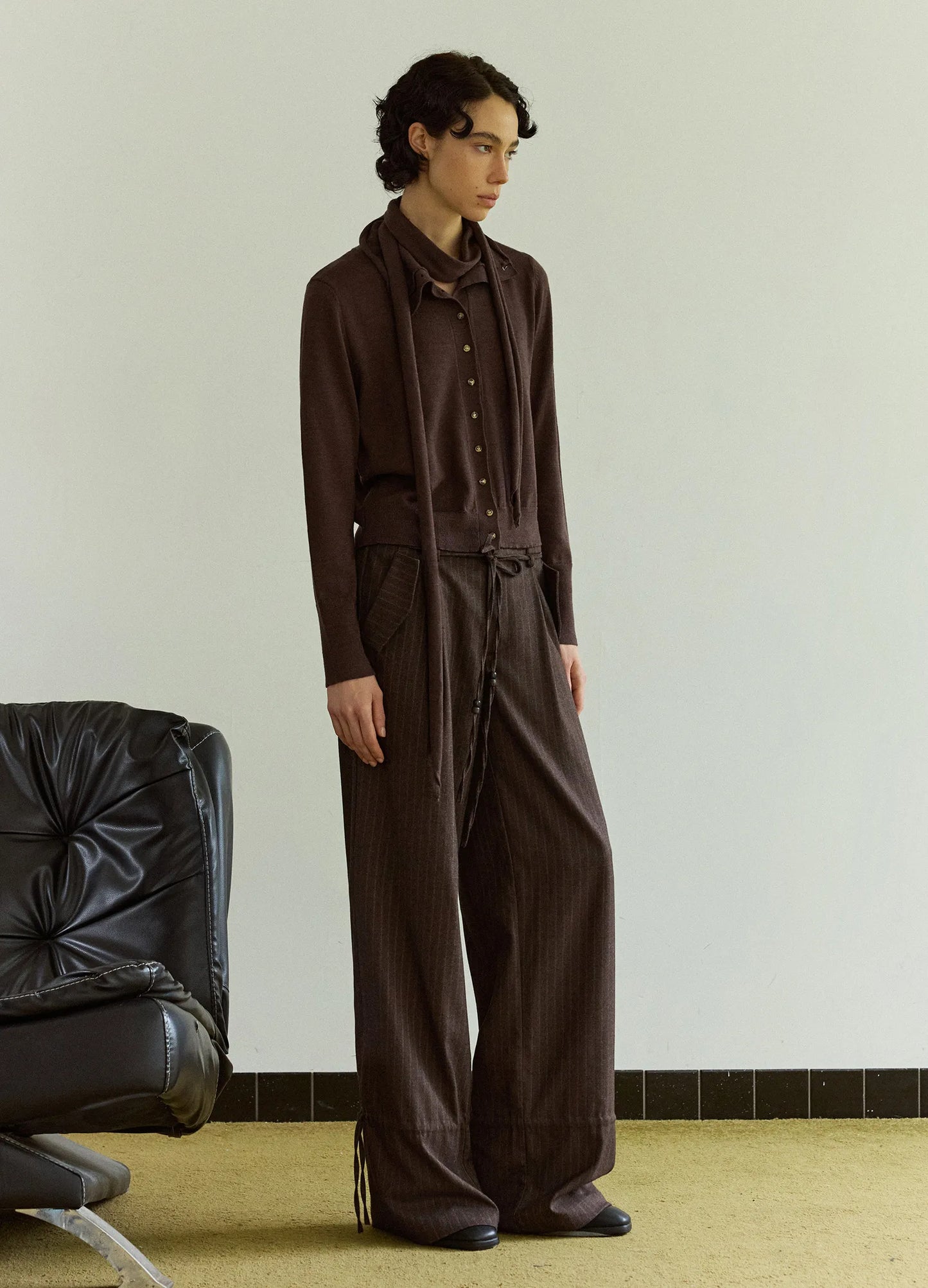 Layered Knit Wool Cardigan
