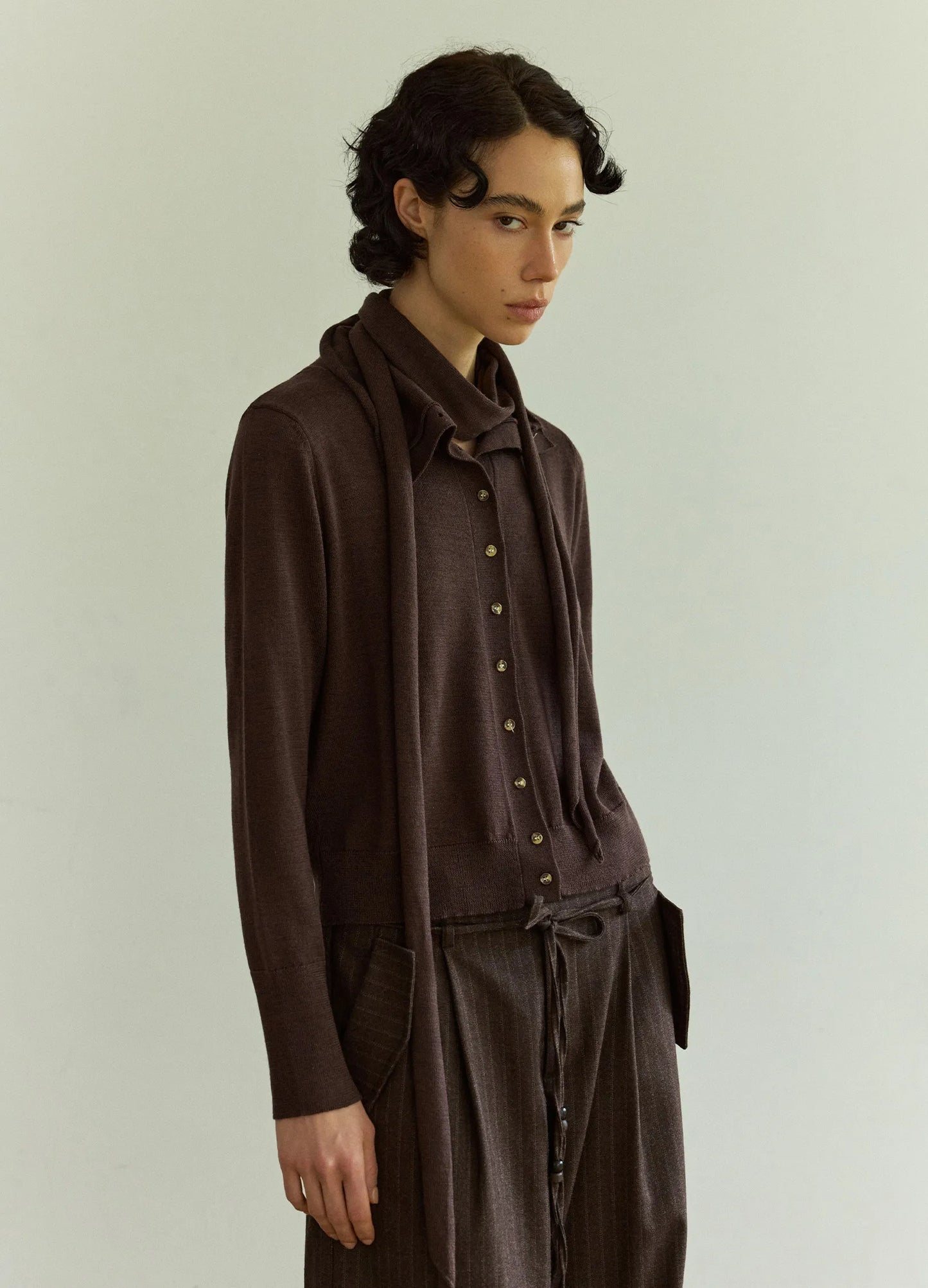 Layered Knit Wool Cardigan