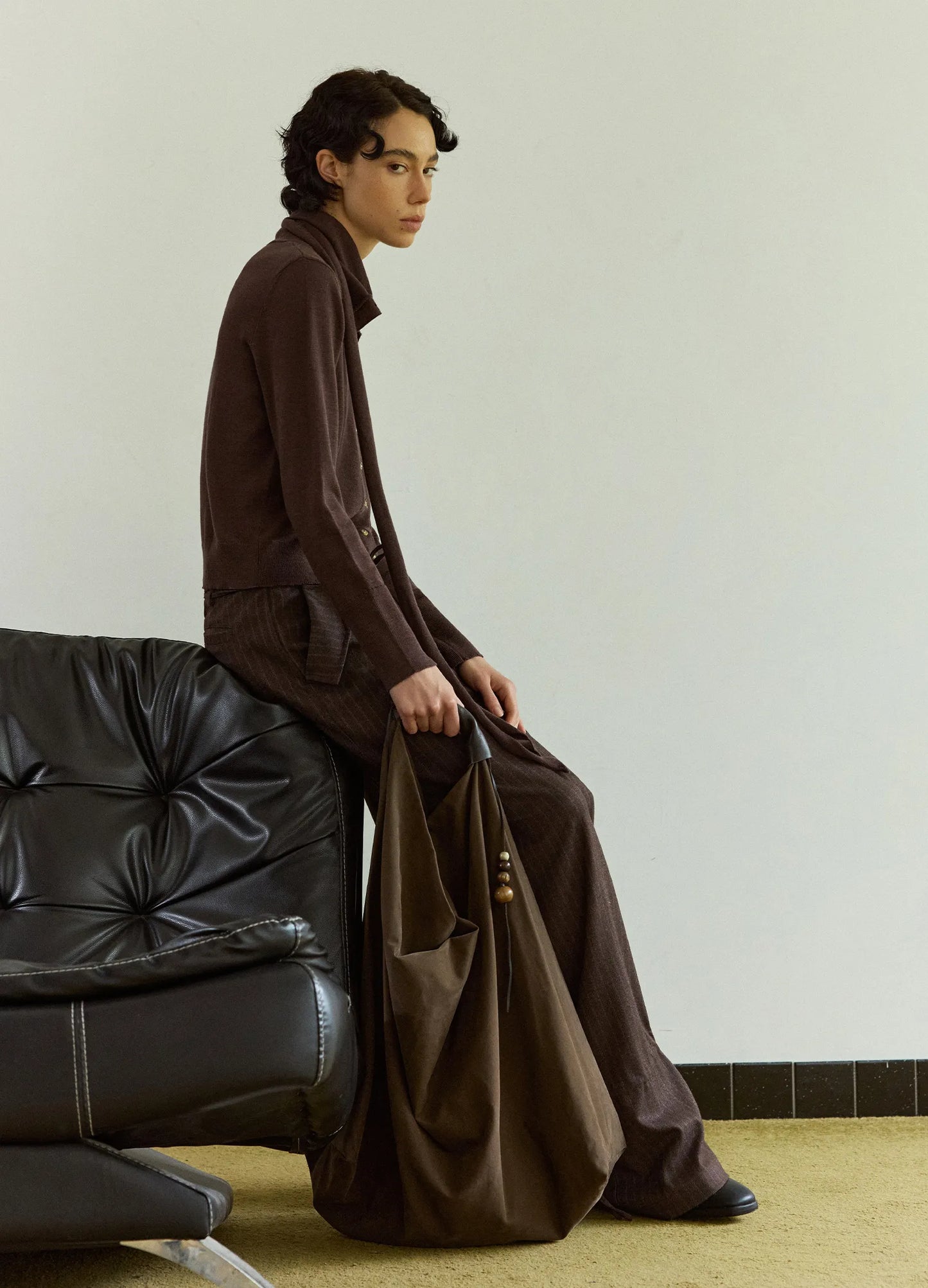 Layered Knit Wool Cardigan