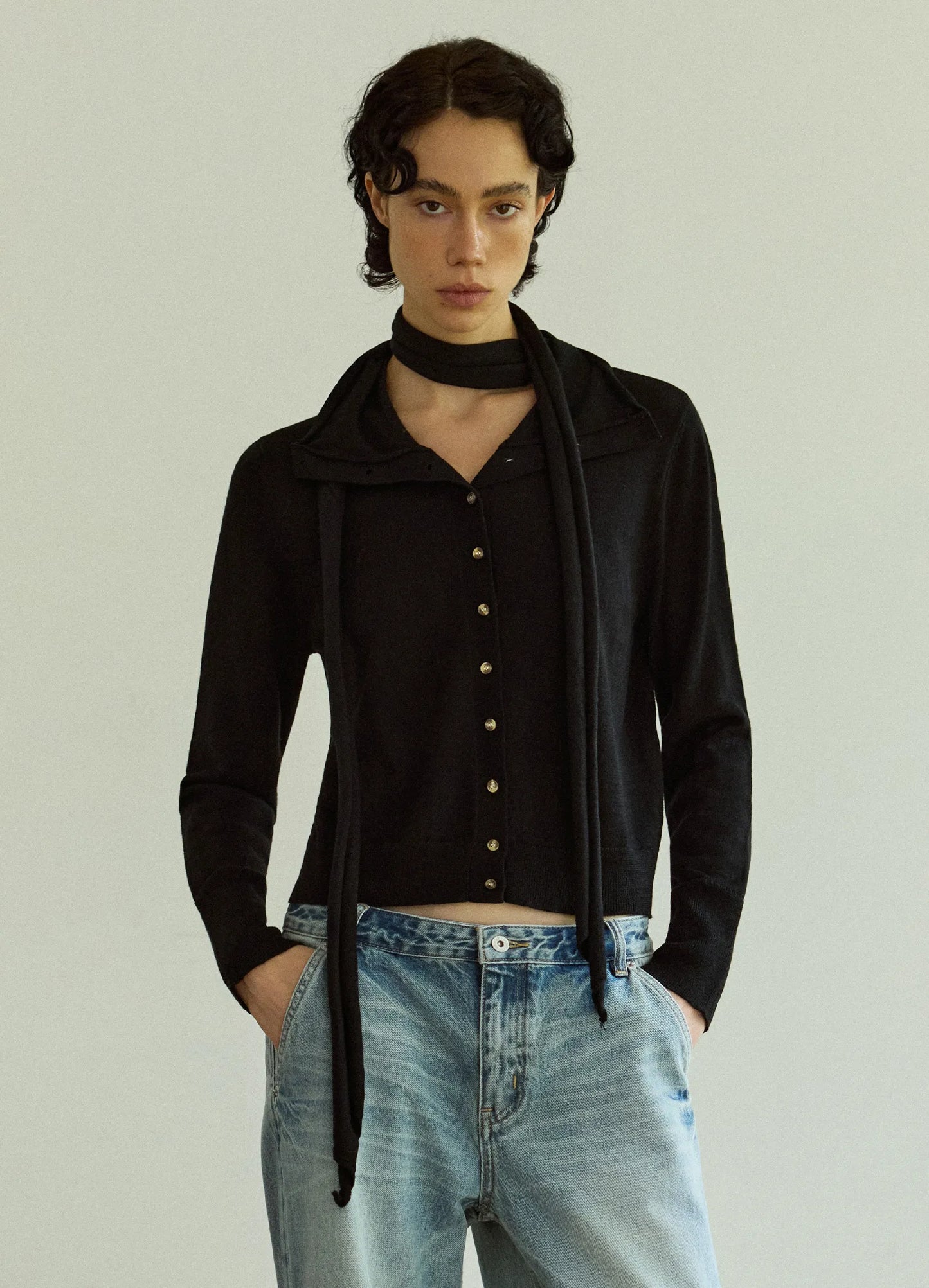 Layered Knit Wool Cardigan