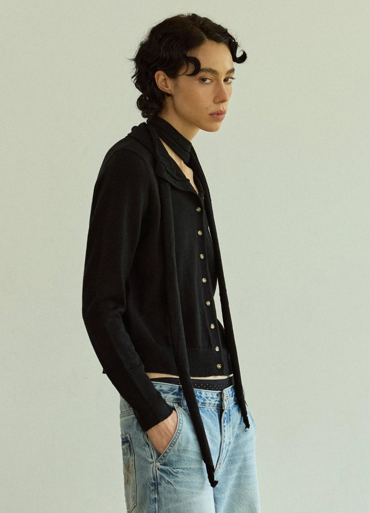 Layered Knit Wool Cardigan