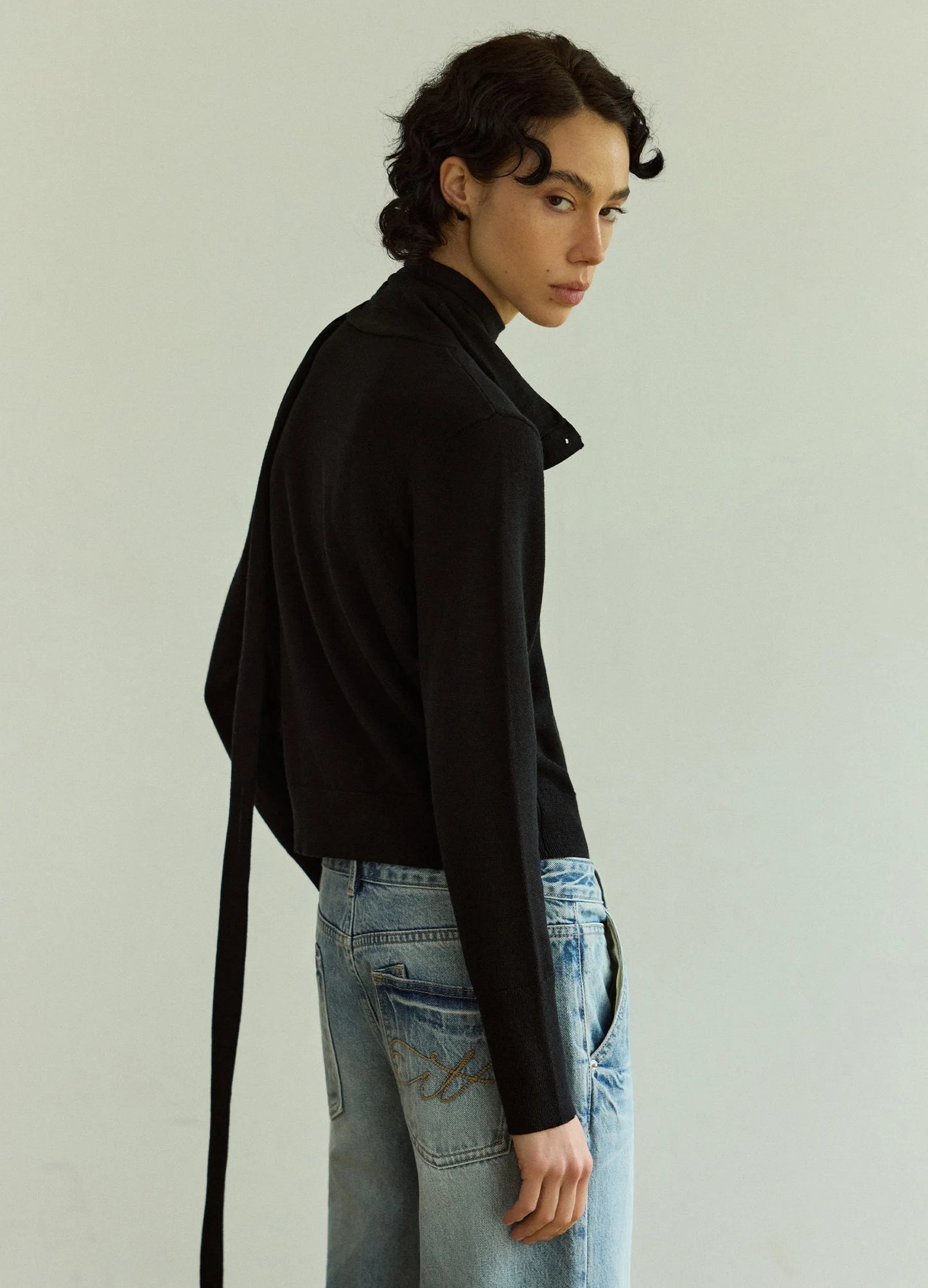 Layered Knit Wool Cardigan