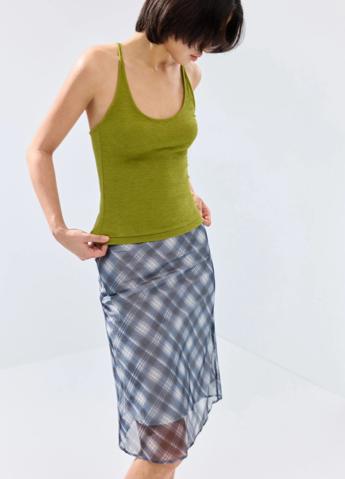 Layered Plaid Skirt
