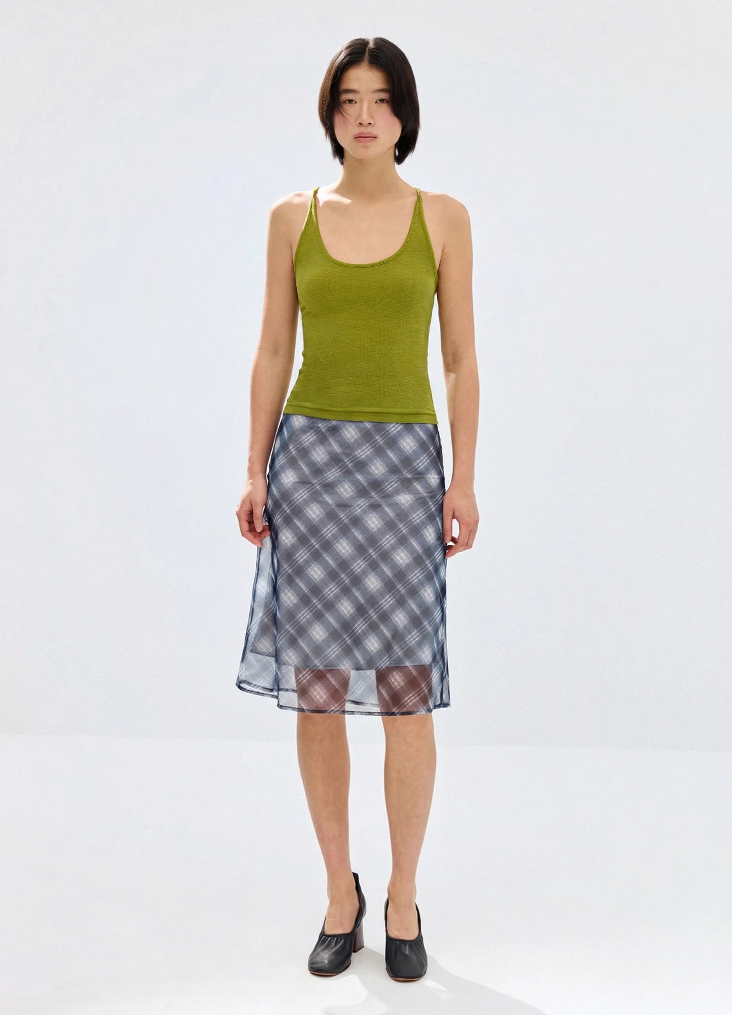 Layered Plaid Skirt