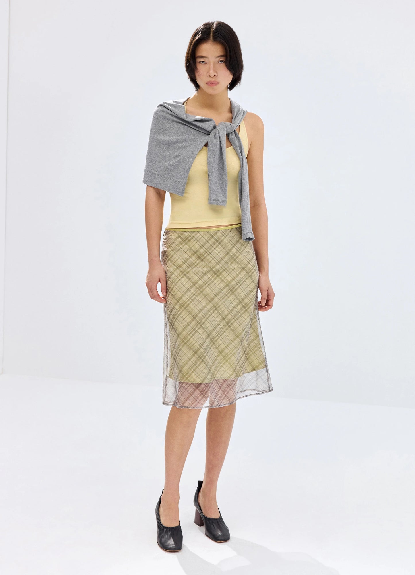 Layered Plaid Skirt