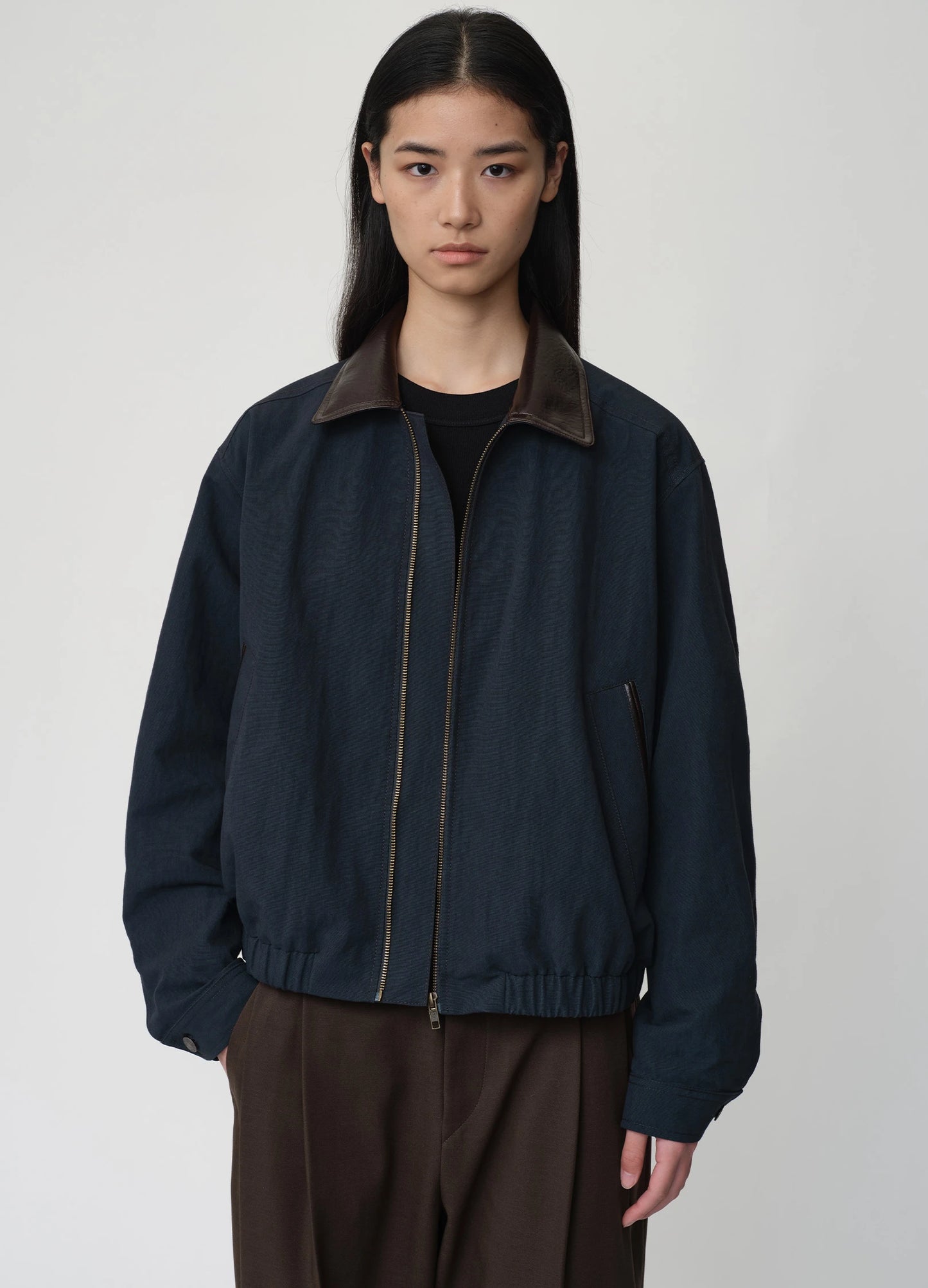 Leather Collar Jacket