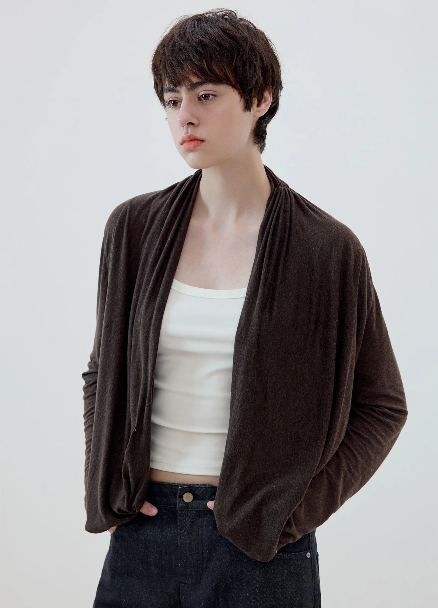 Linen Cowl Cardigan