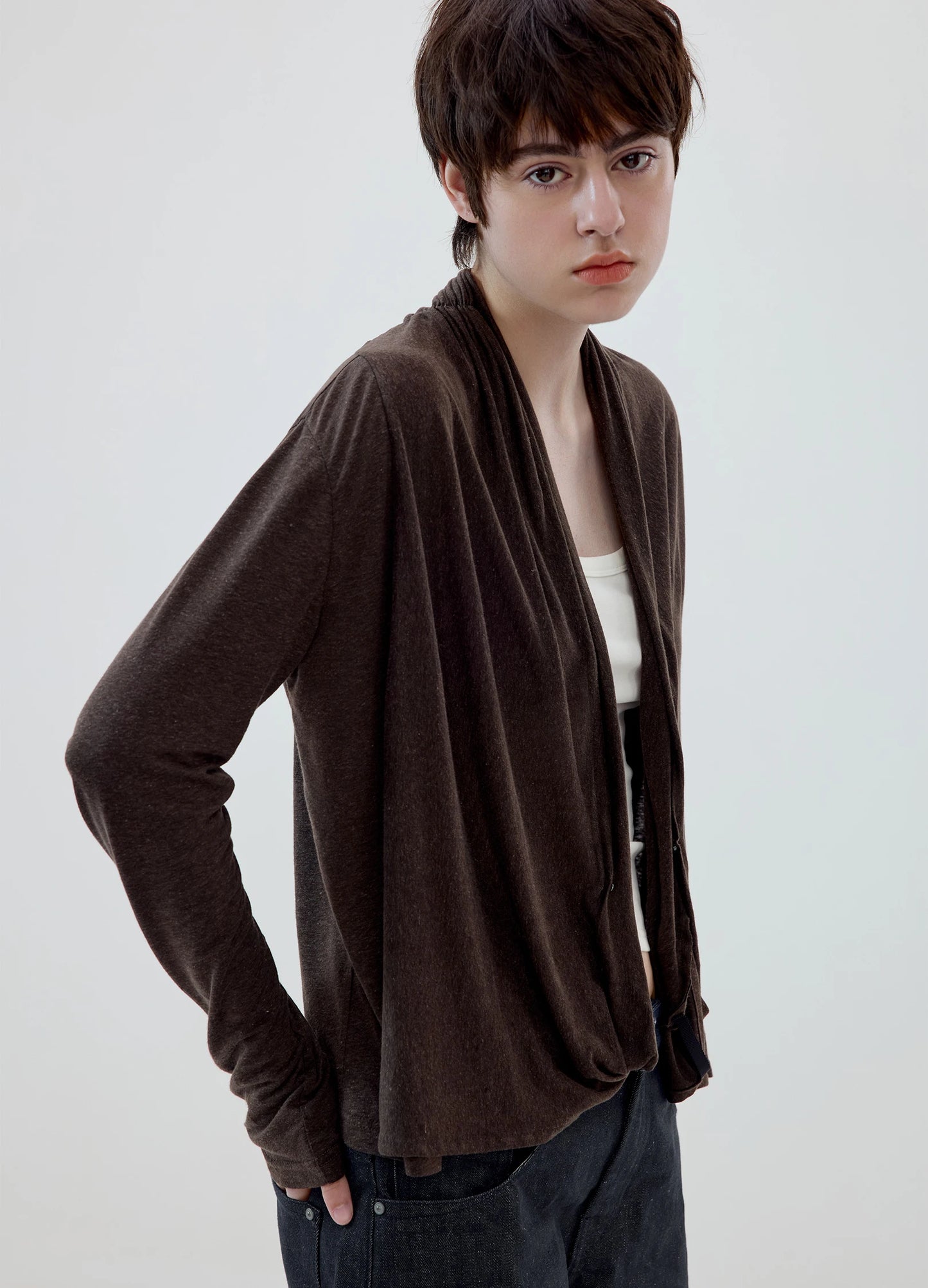 Linen Cowl Cardigan