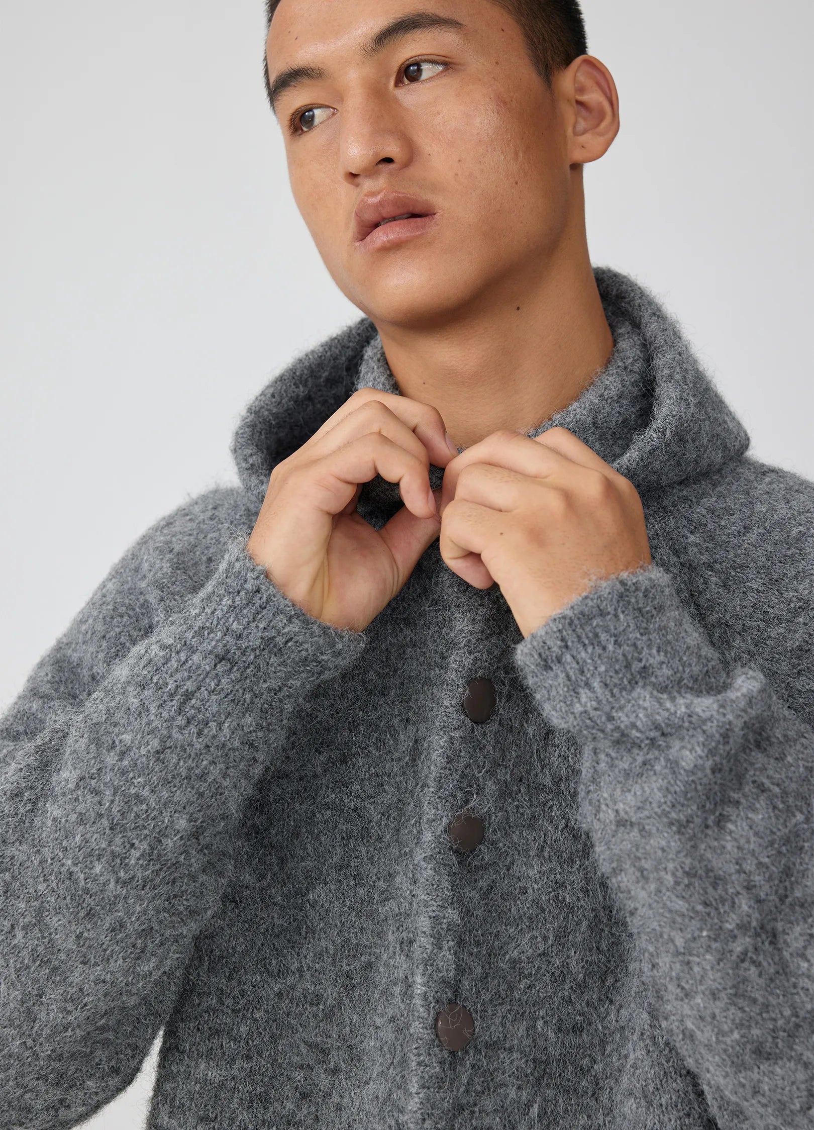 Mohair Button Hoodie – VERSEAS Mohair Button Hoodie – VERSEAS