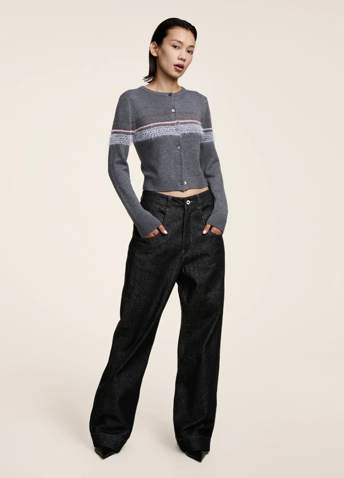 Mohair Design Cardigan - Fitted