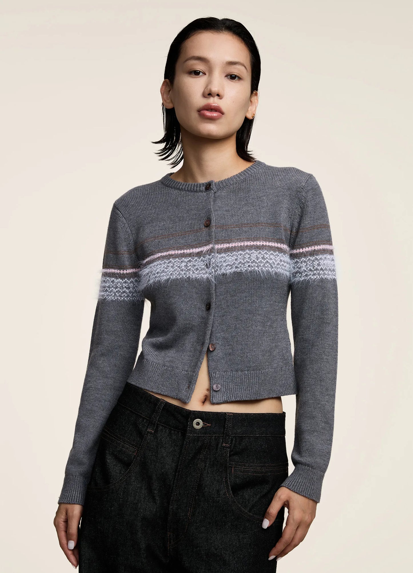 Mohair Design Cardigan - Fitted