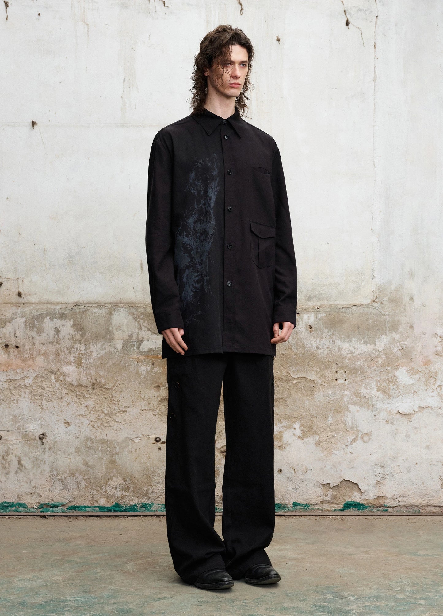 Multi-Pocket Graphic Shirt