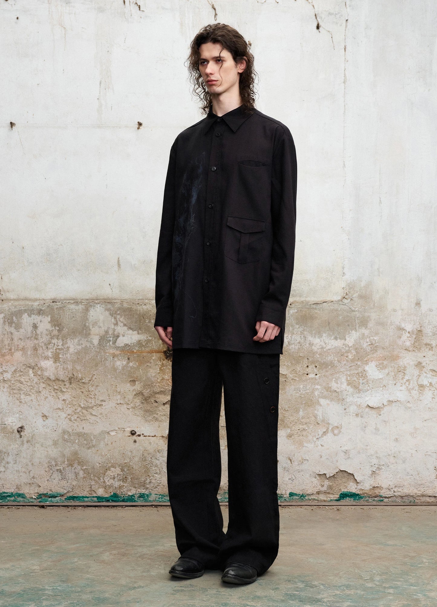 Multi-Pocket Graphic Shirt