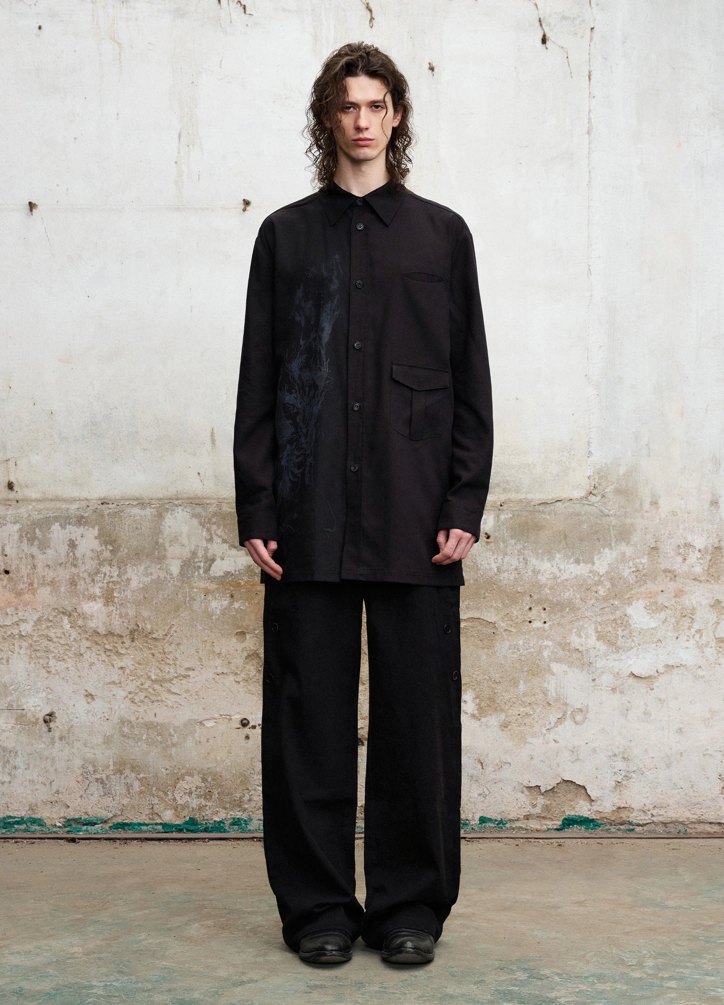 Multi-Pocket Graphic Shirt