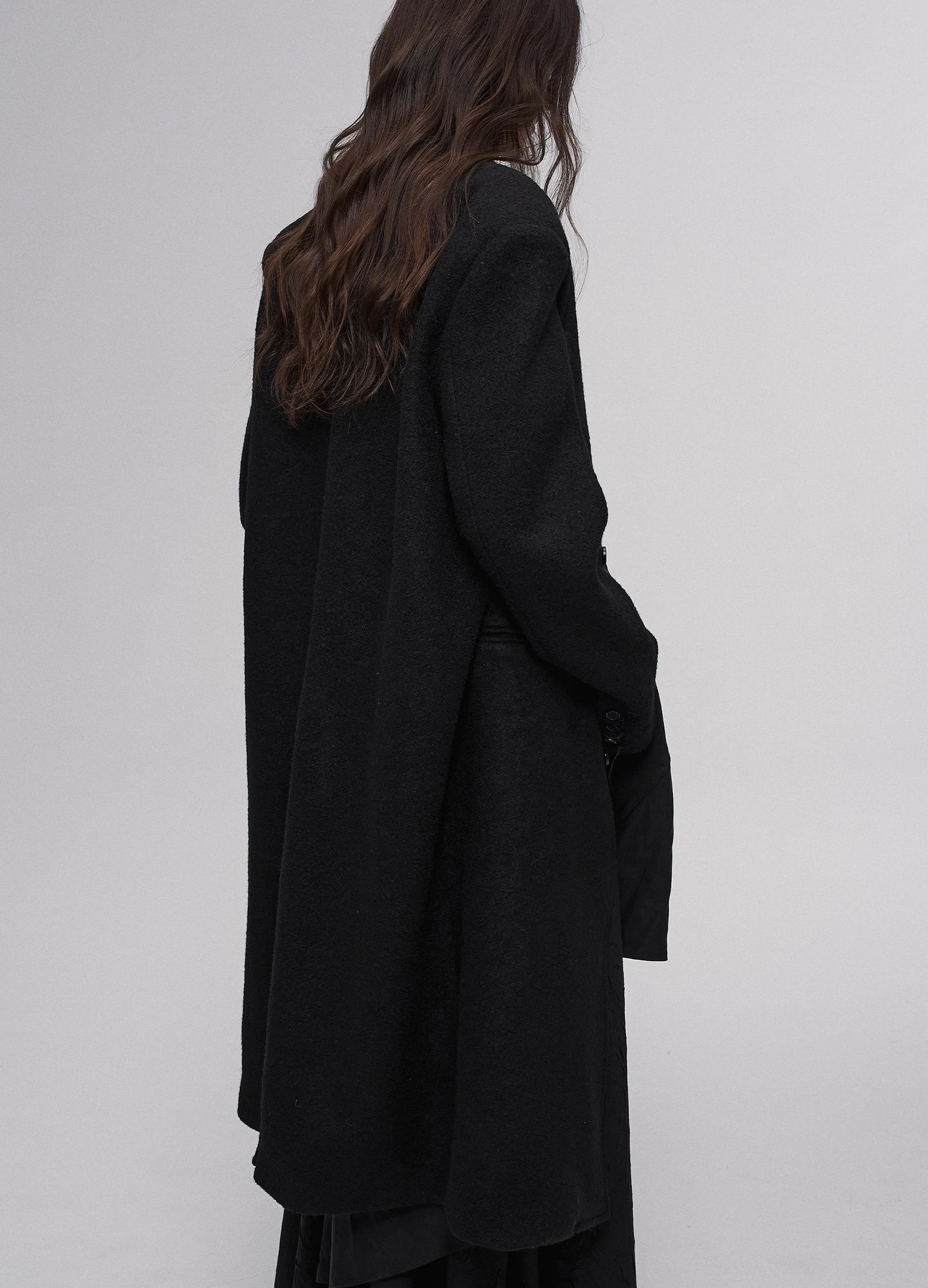 Open Neck Wool Coat