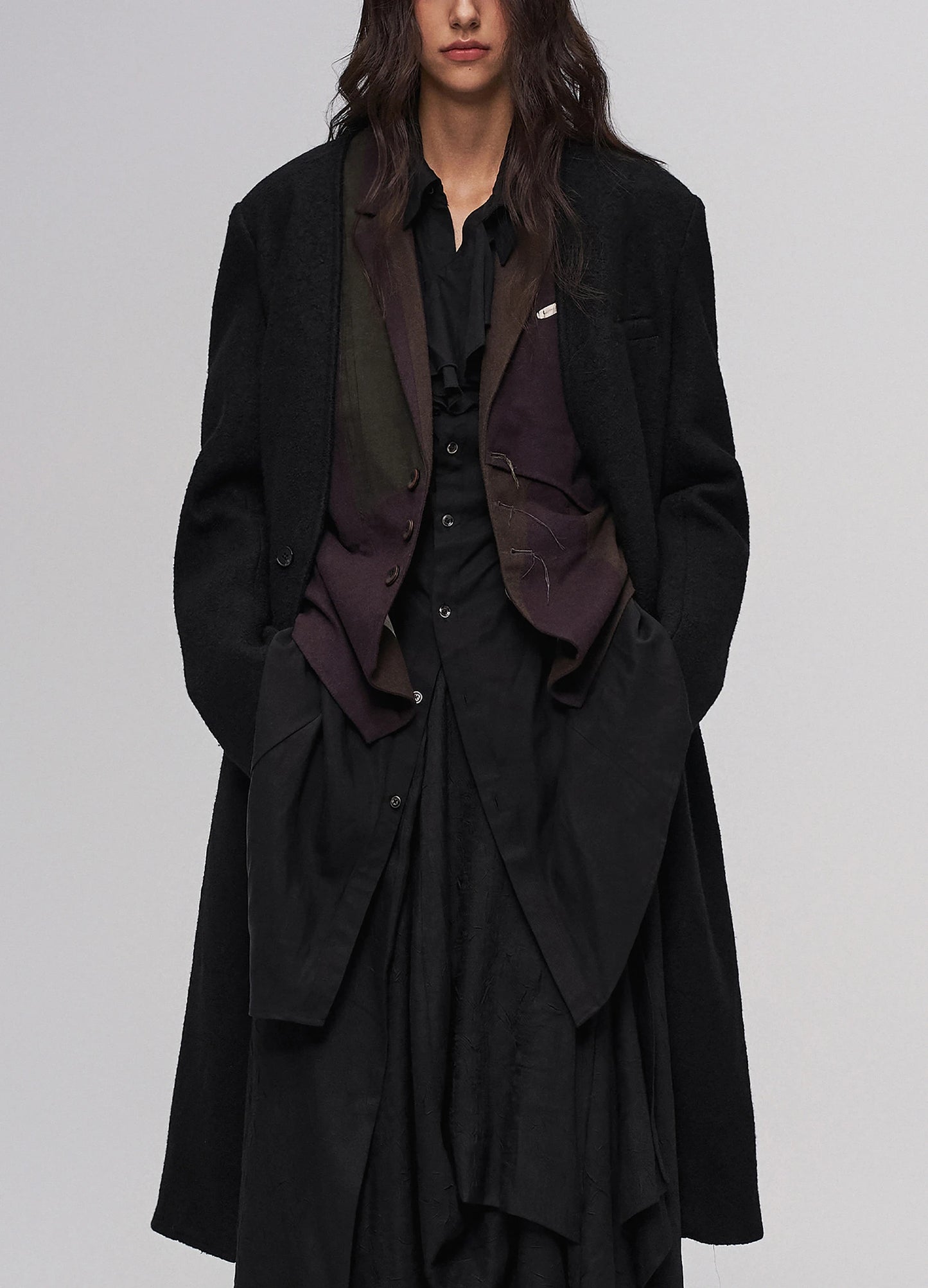Open Neck Wool Coat