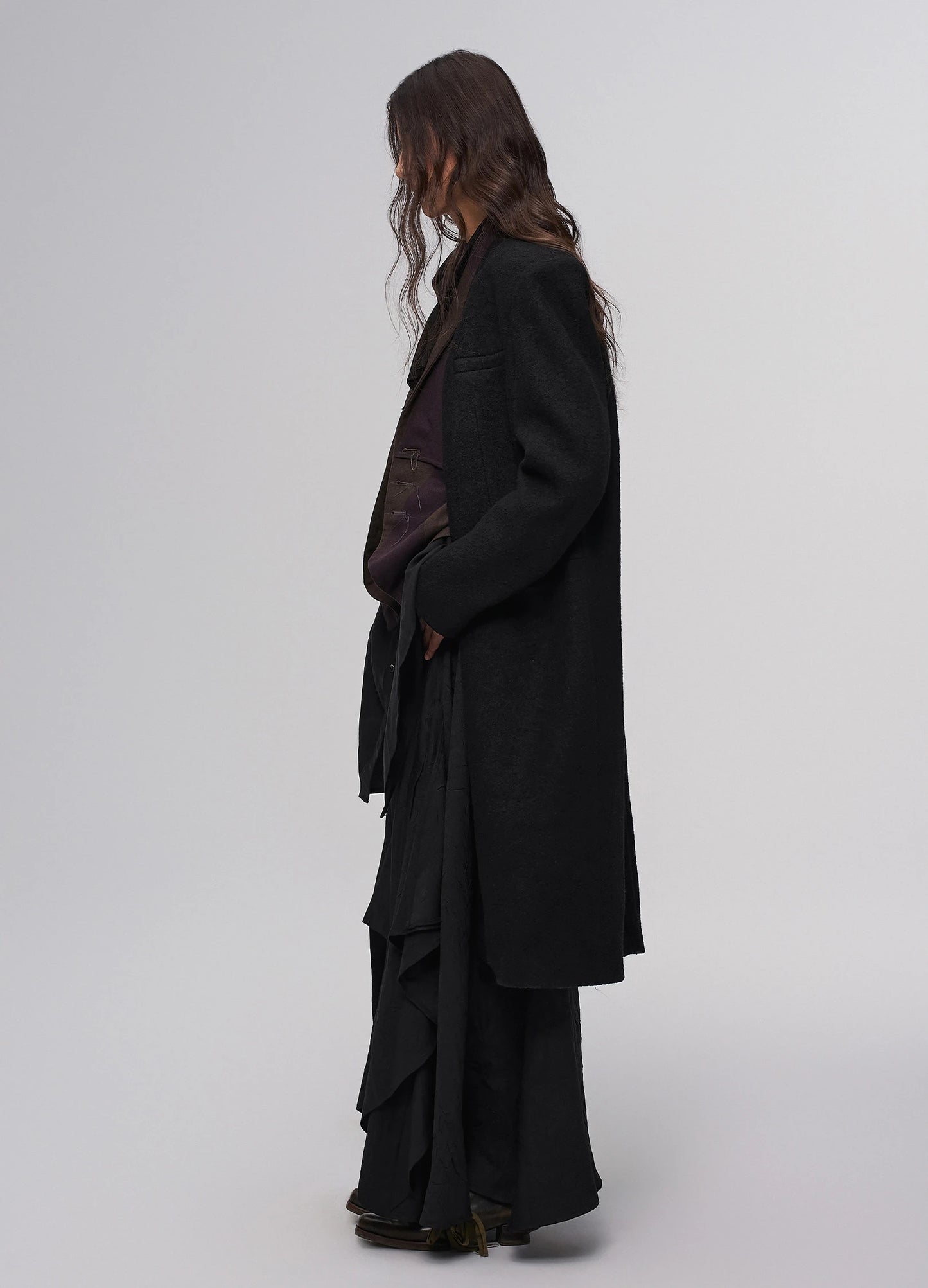 Open Neck Wool Coat