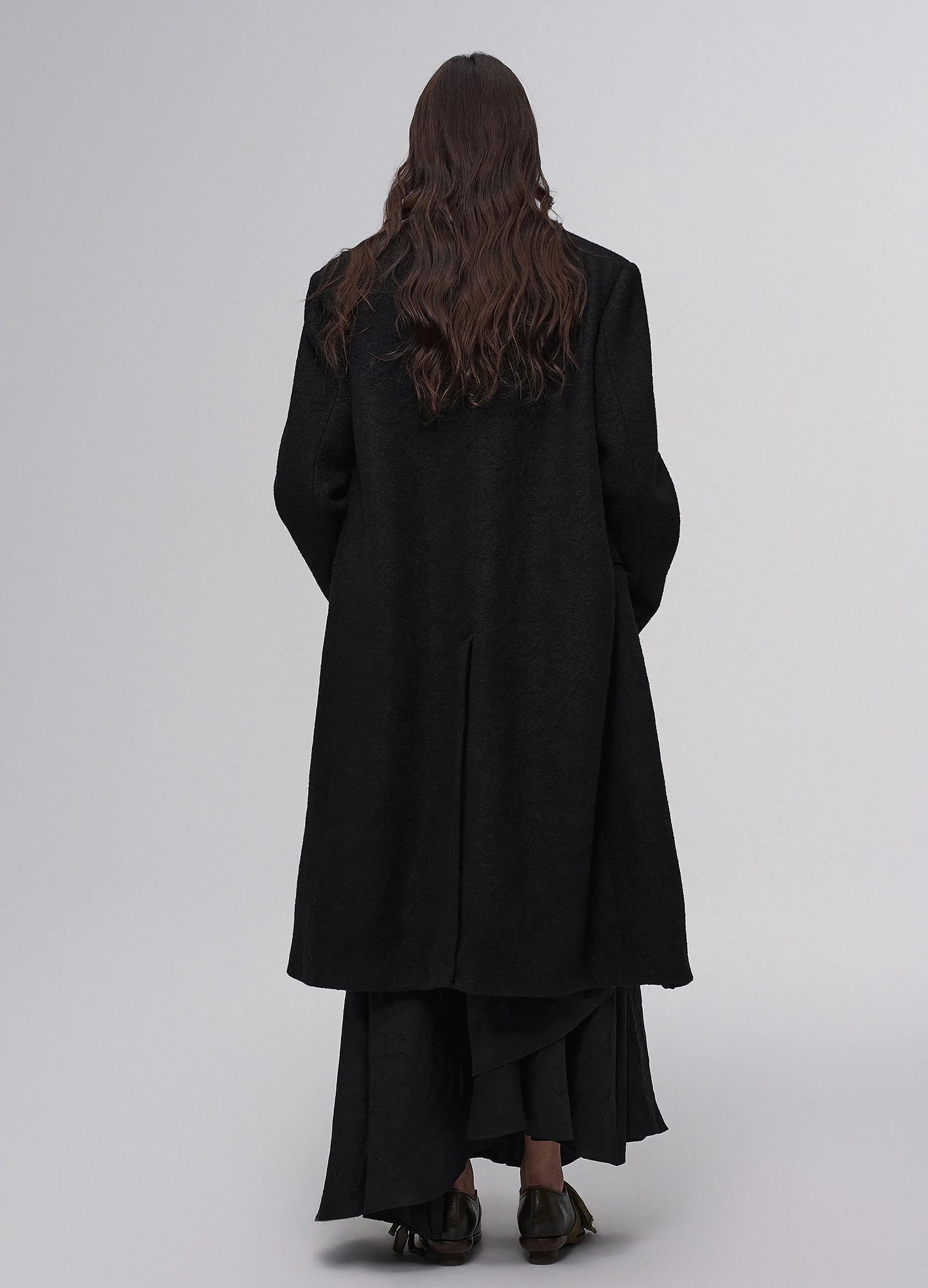 Open Neck Wool Coat