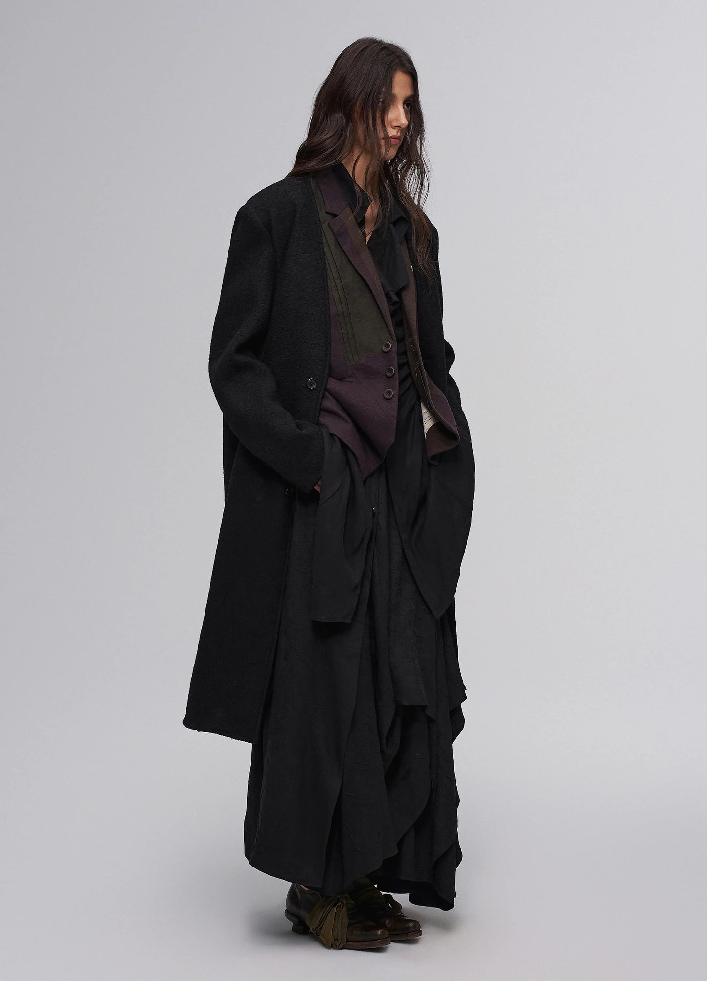 Open Neck Wool Coat