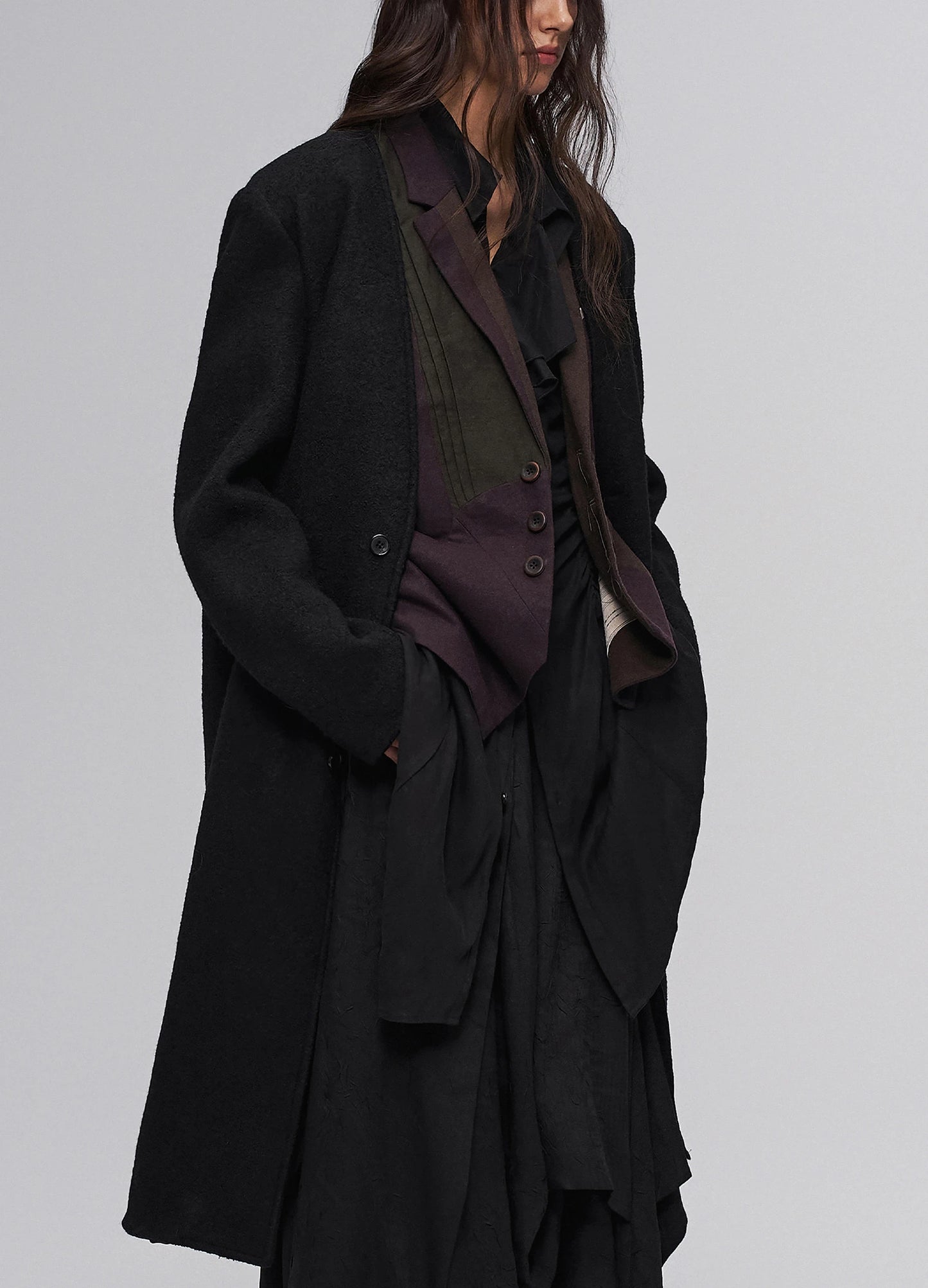 Open Neck Wool Coat