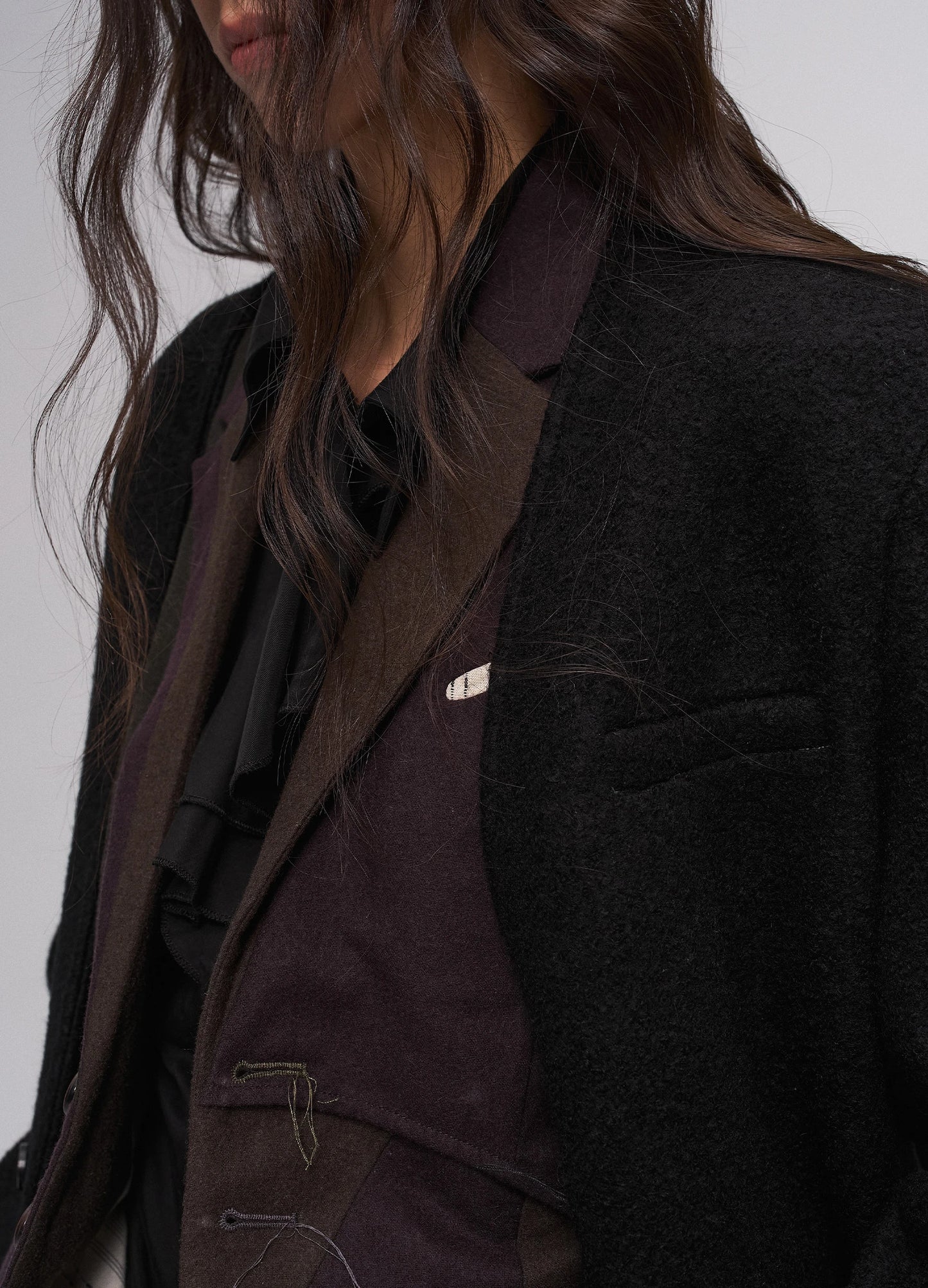 Open Neck Wool Coat