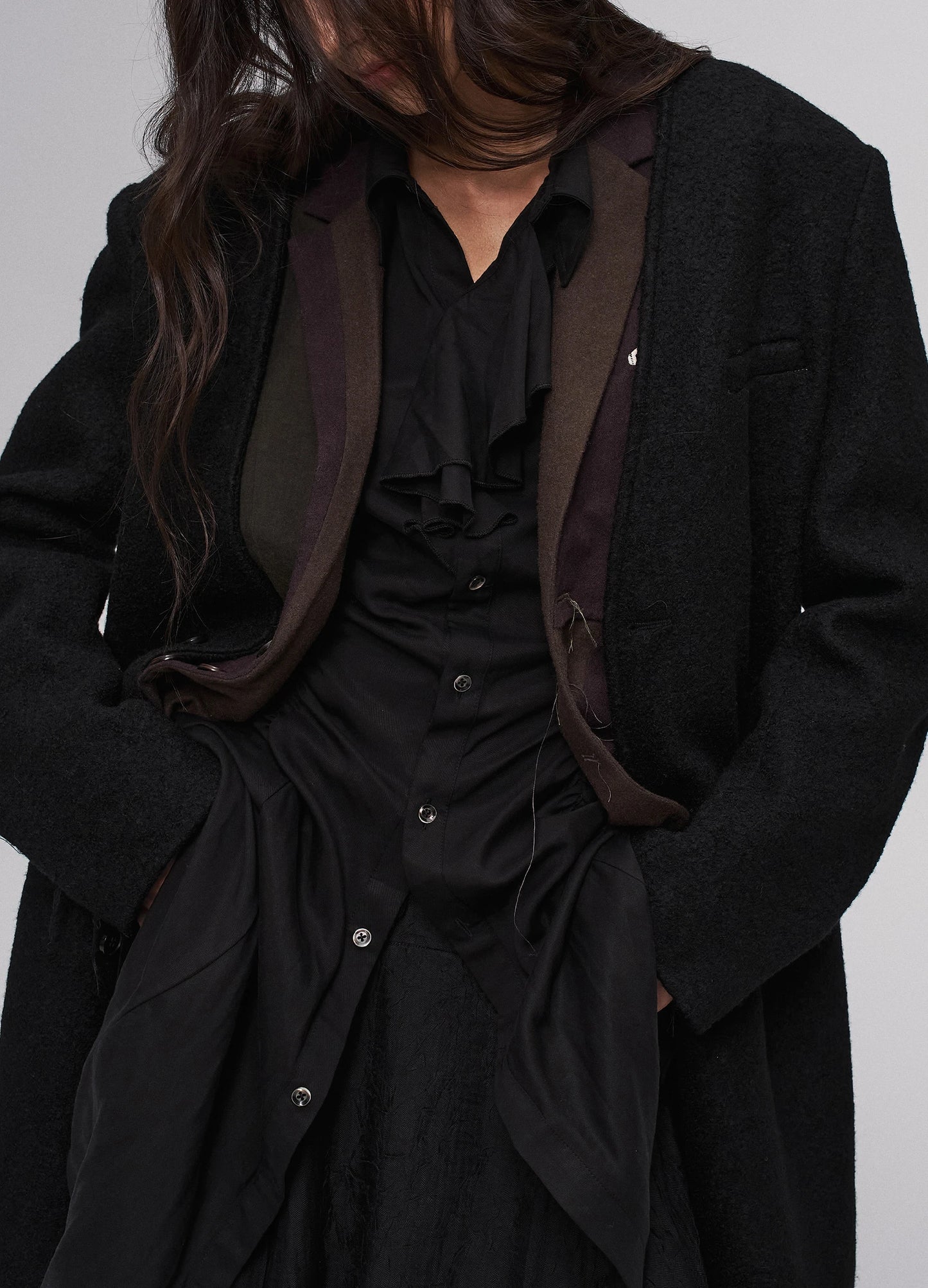 Open Neck Wool Coat
