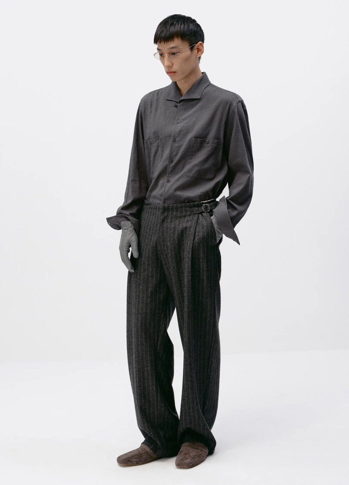 Pinstripe Wool Suit Trousers