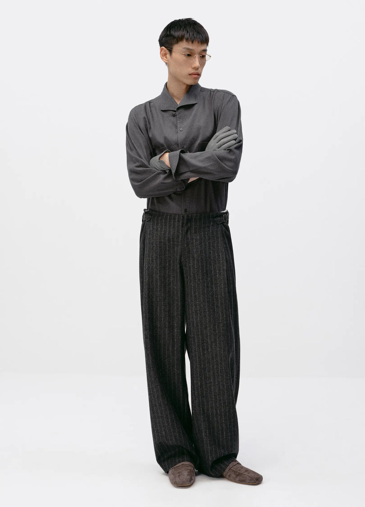 Pinstripe Wool Suit Trousers