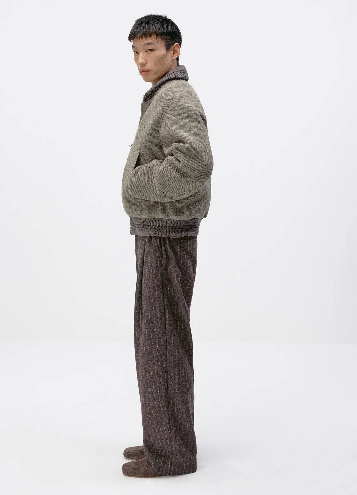 Pinstripe Wool Suit Trousers