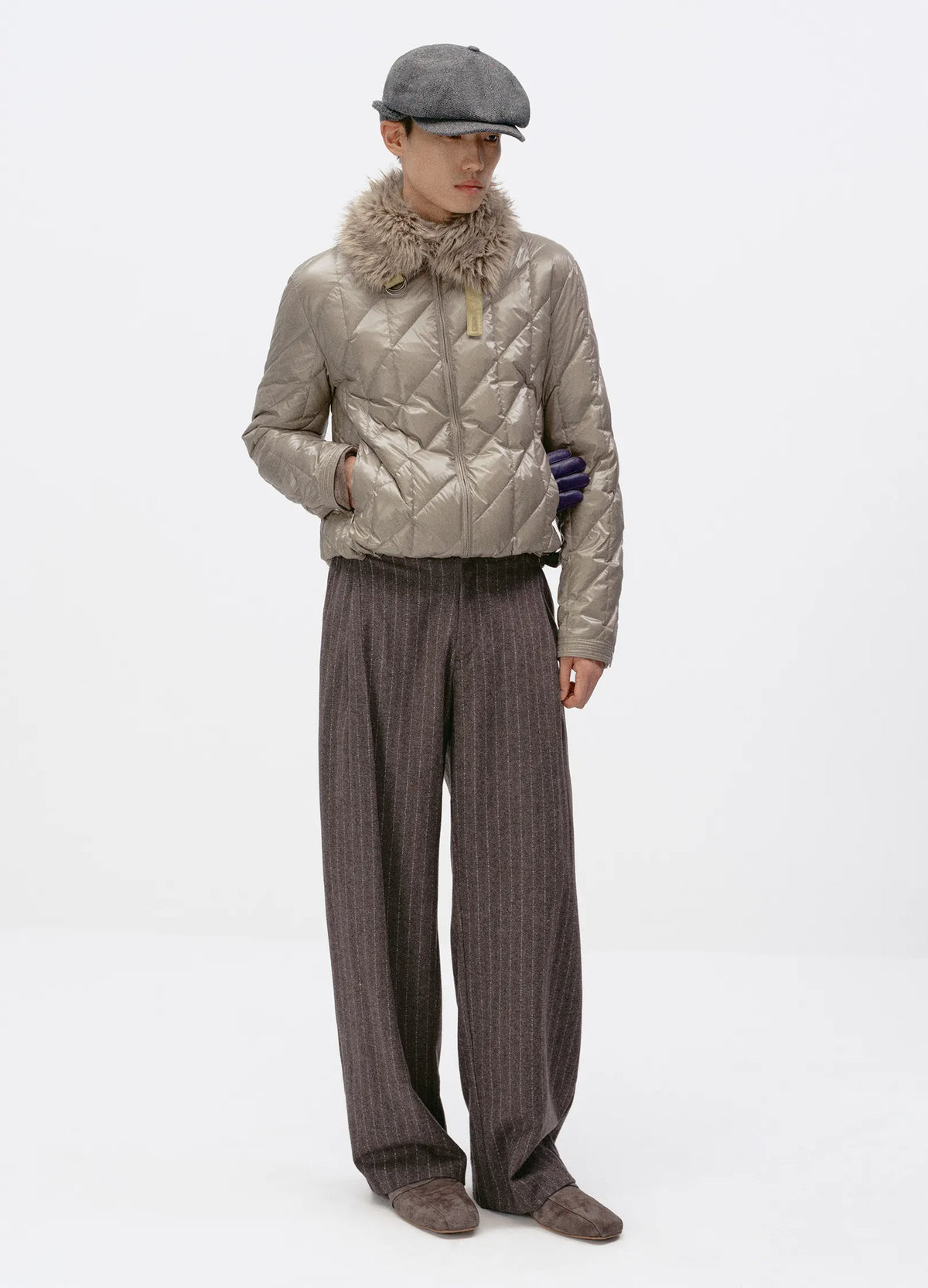 Pinstripe Wool Suit Trousers